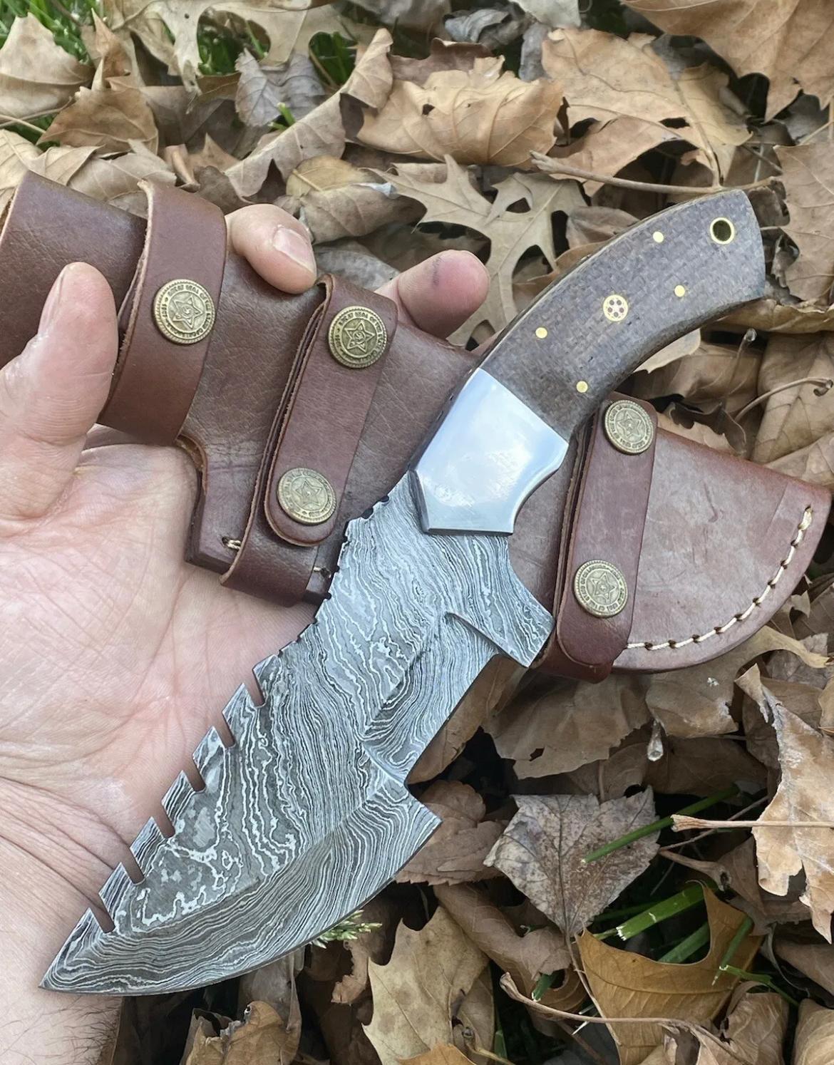 Handmade Damascus Buck Hunting Knife Full Tang Ideal Outdoor Survival x-111 - Image 2