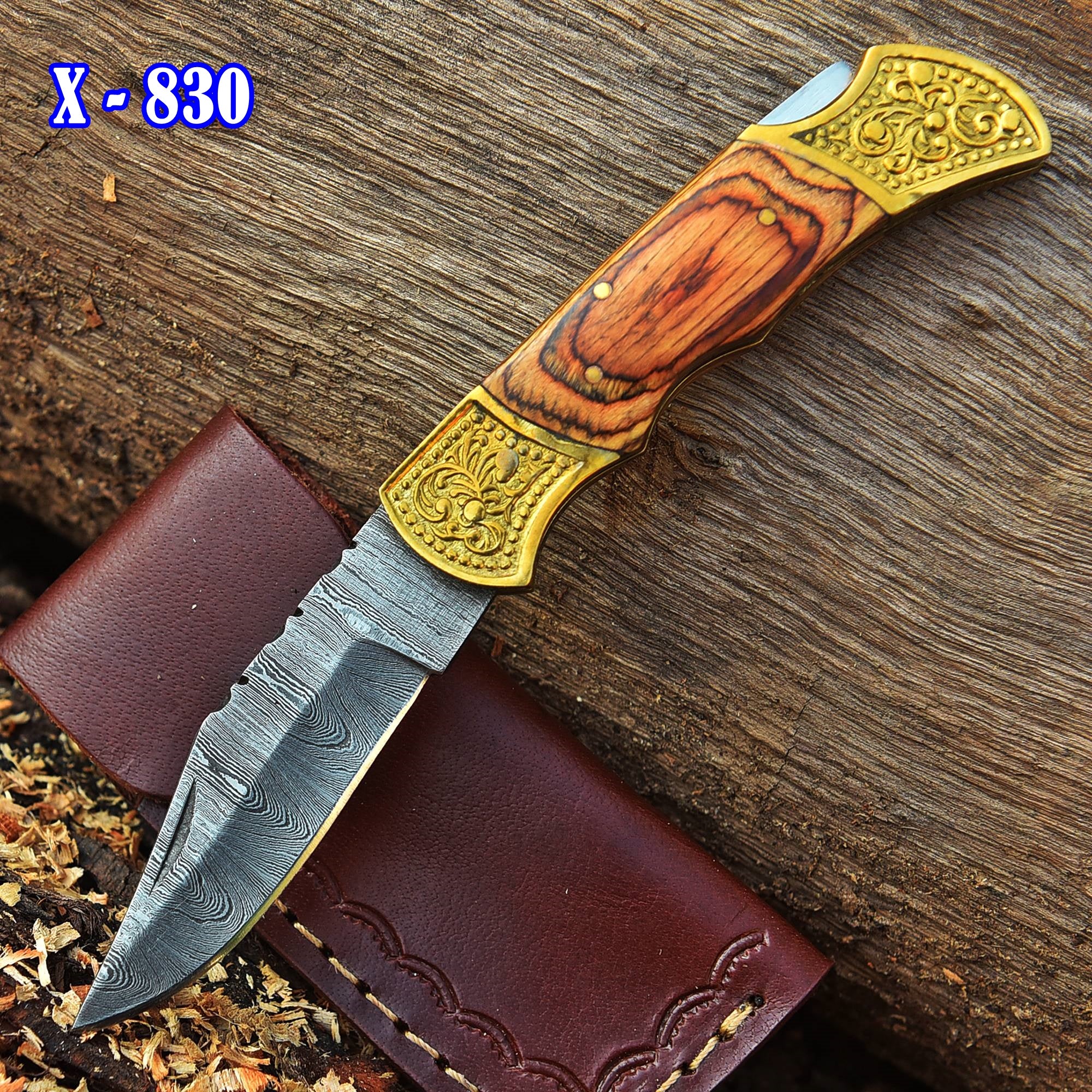 Handmade Damascus Folding Pocket Camping Hiking Bushcraft Knife - Image 3