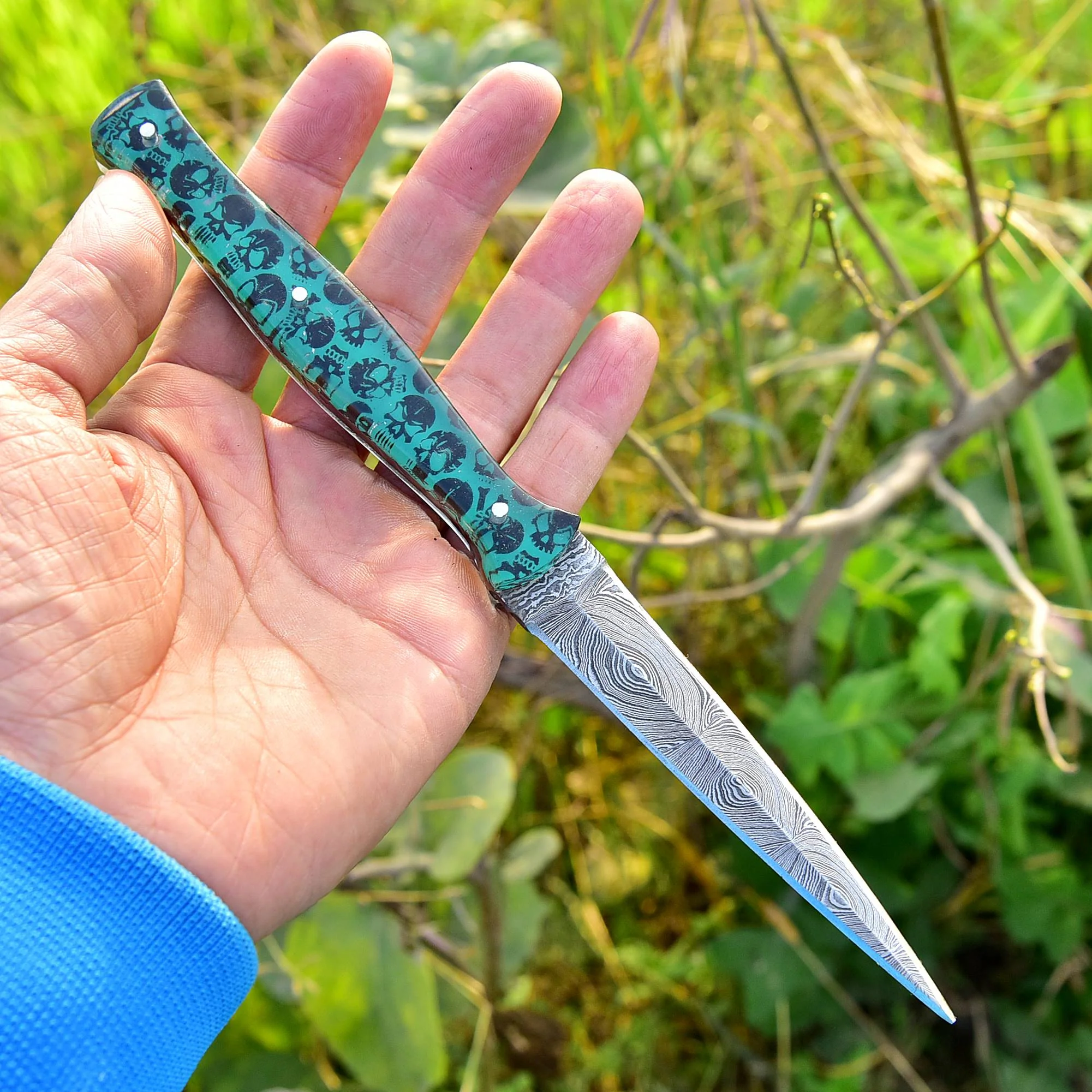 Handmade Damascus Knife Full Tang with Leather Sheath - Image 2