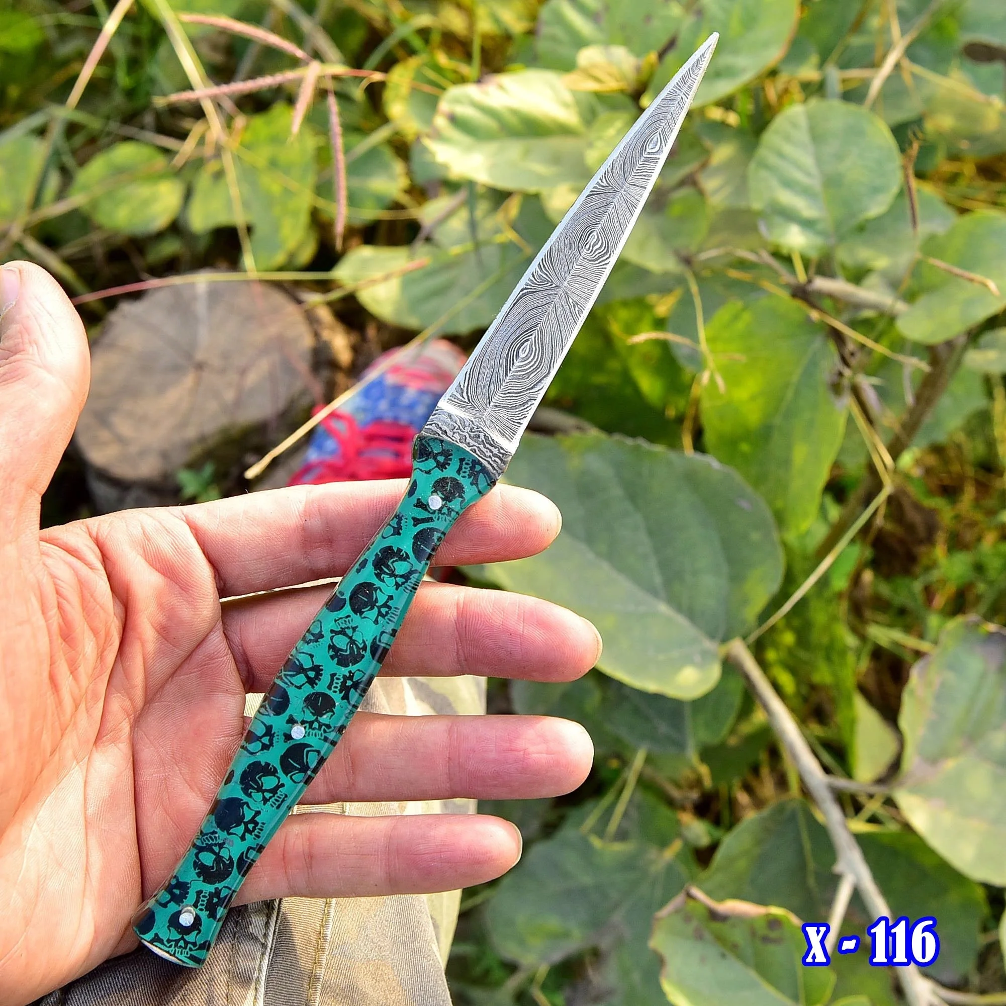 Handmade Damascus Knife Full Tang with Leather Sheath - Image 3