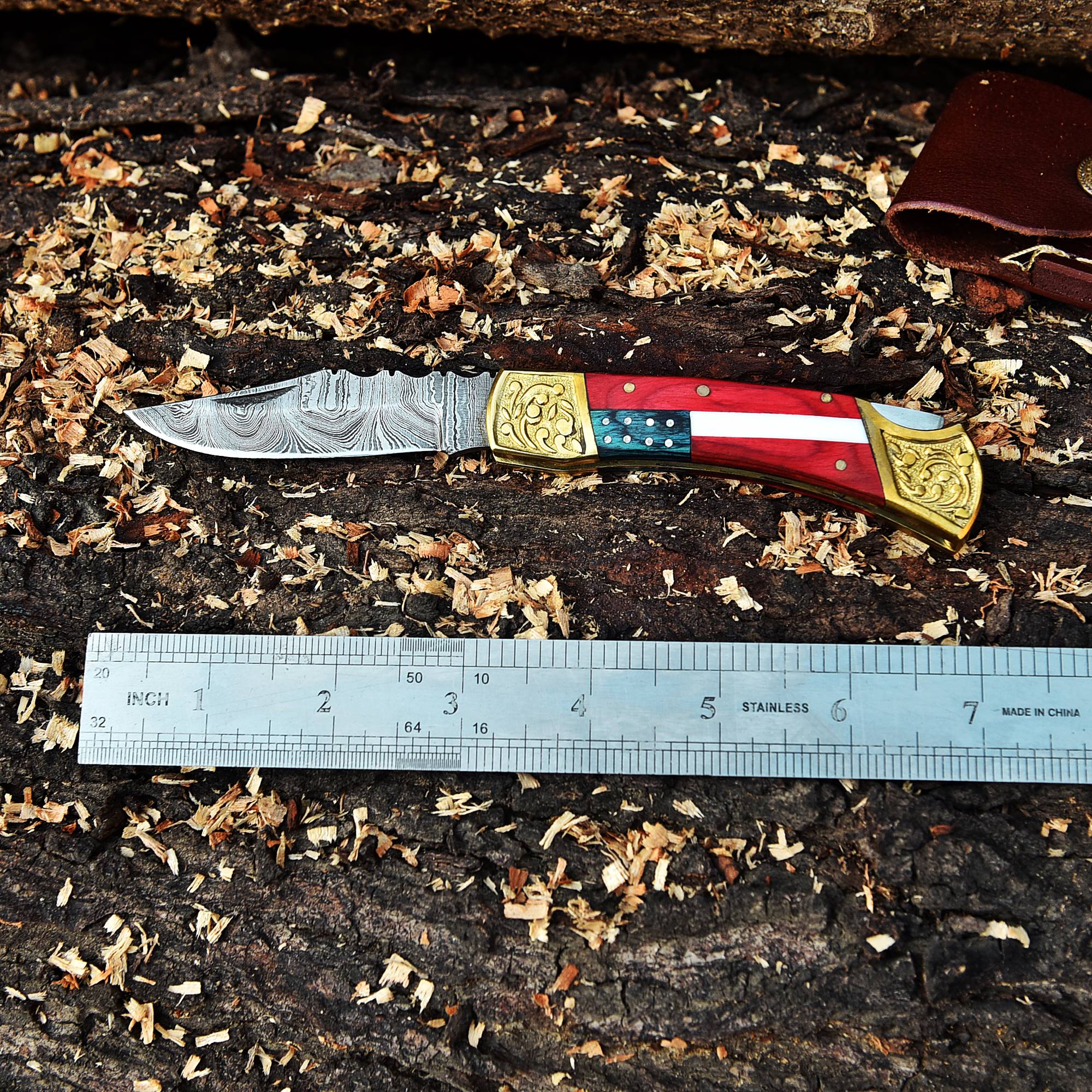 Handmade Damascus Lock Black Folding Blade Pocket knife-Flag Handle- - Image 4