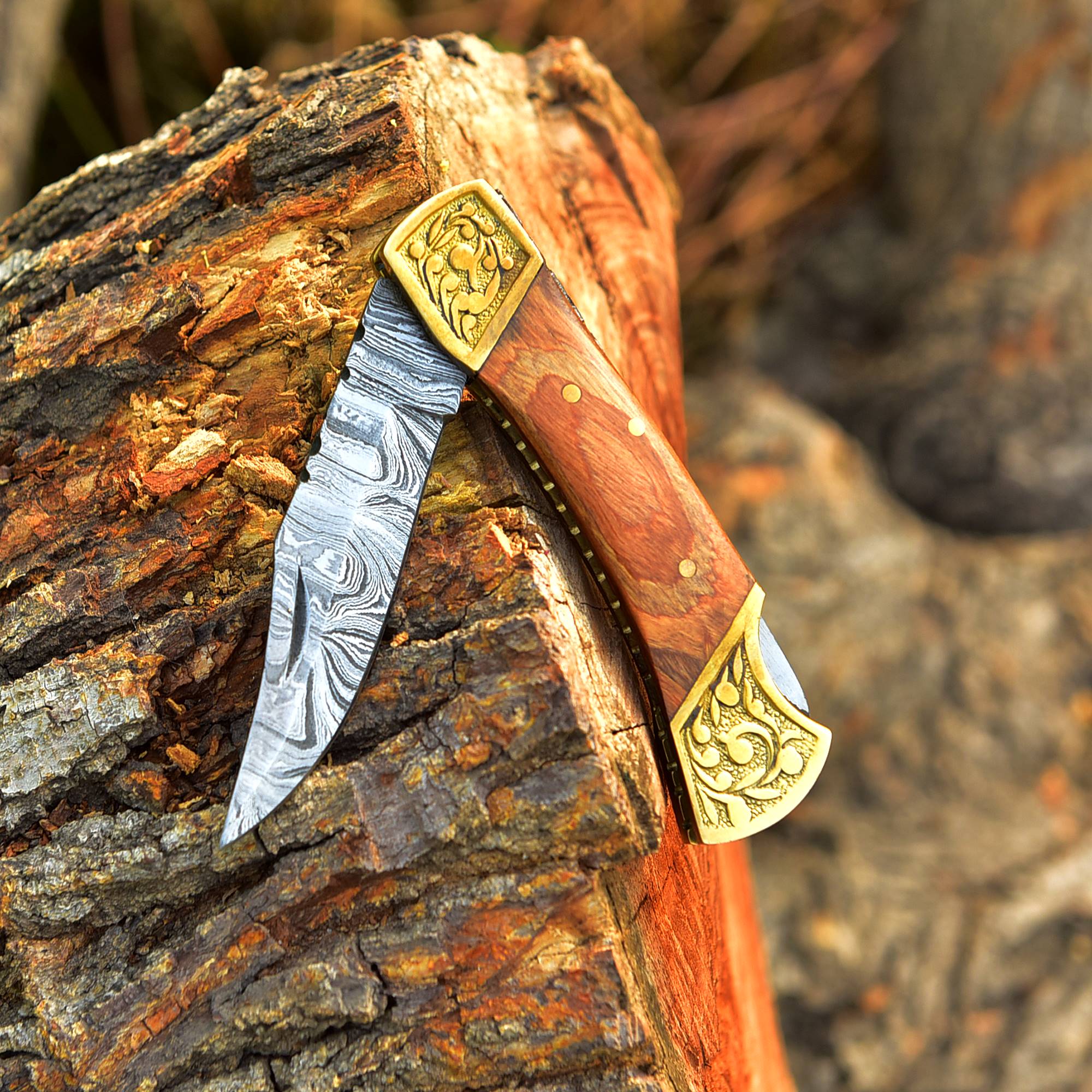 Handmade Damascus Pocket Knife Folding Blade Knives-LockBack Buck - Image 4