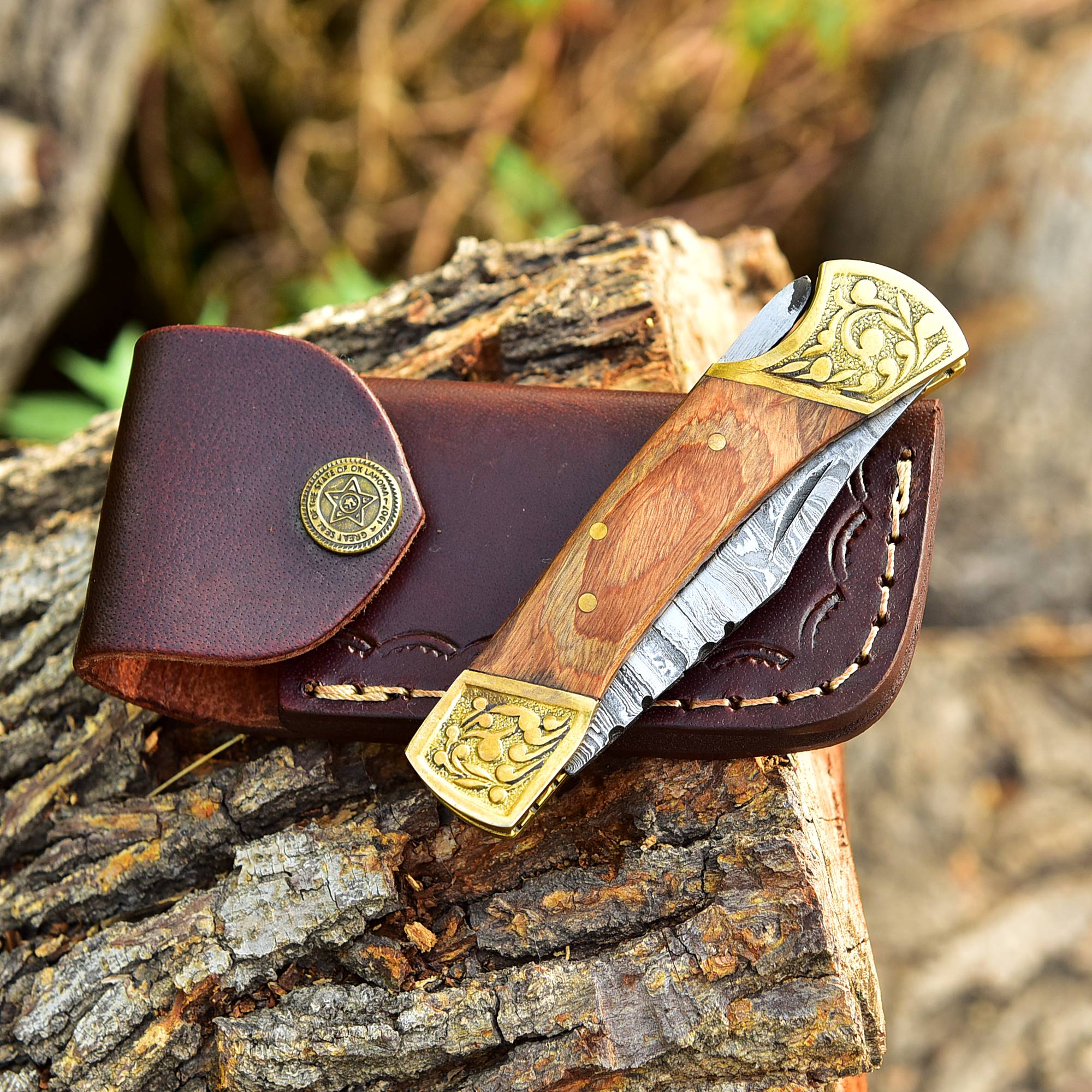 Handmade Damascus Pocket Knife Folding Blade Knives-LockBack Buck - Image 5