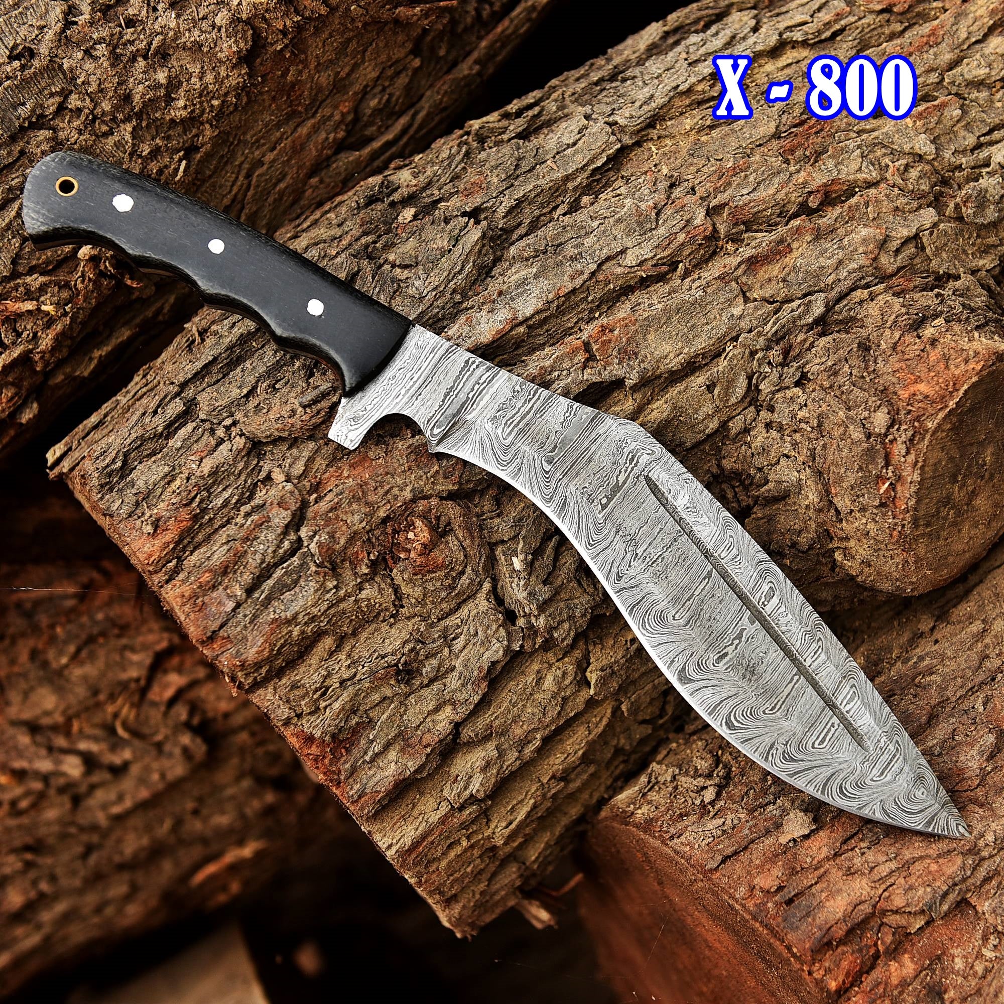 Handmade Damascus Steel Blade Outdoor Adventure Hunting Kukri Knife - Image 2