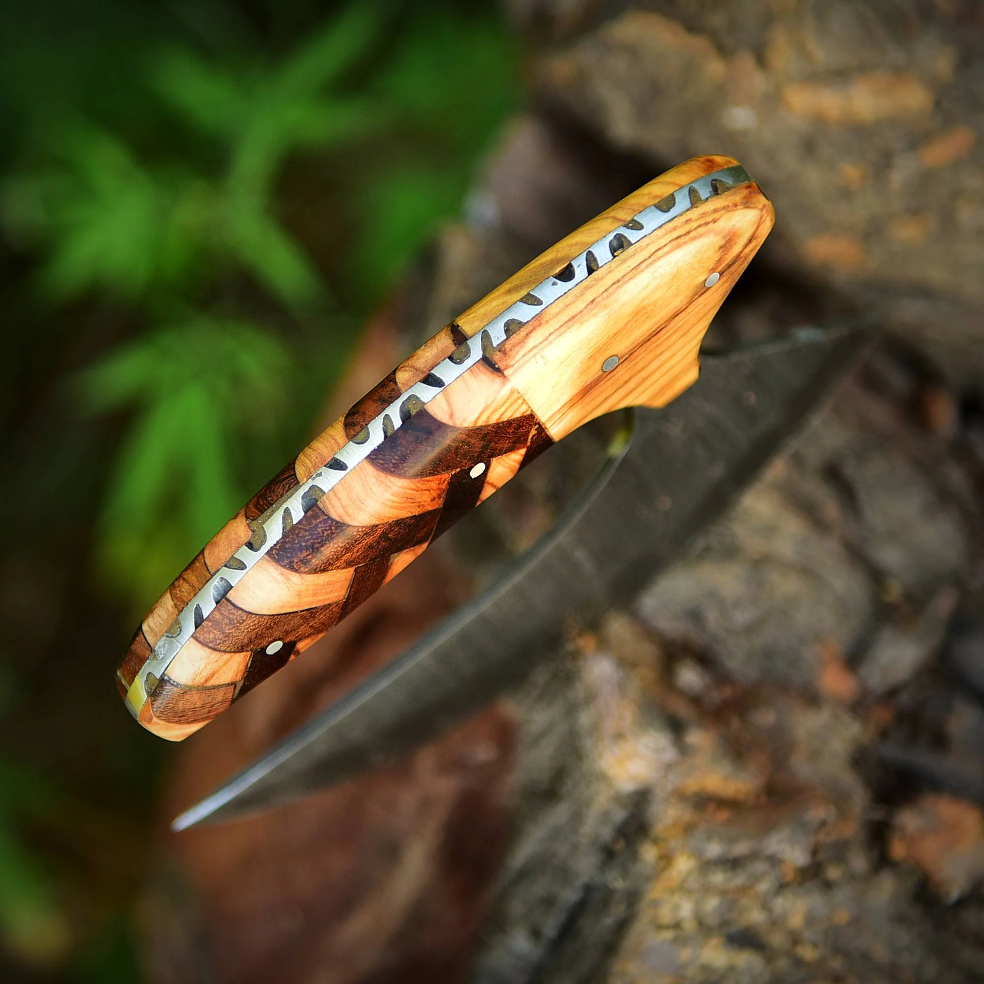 Handmade Damascus Steel Blade Pizza Cutter Knife Kitchen Knife With Sheath - Image 3