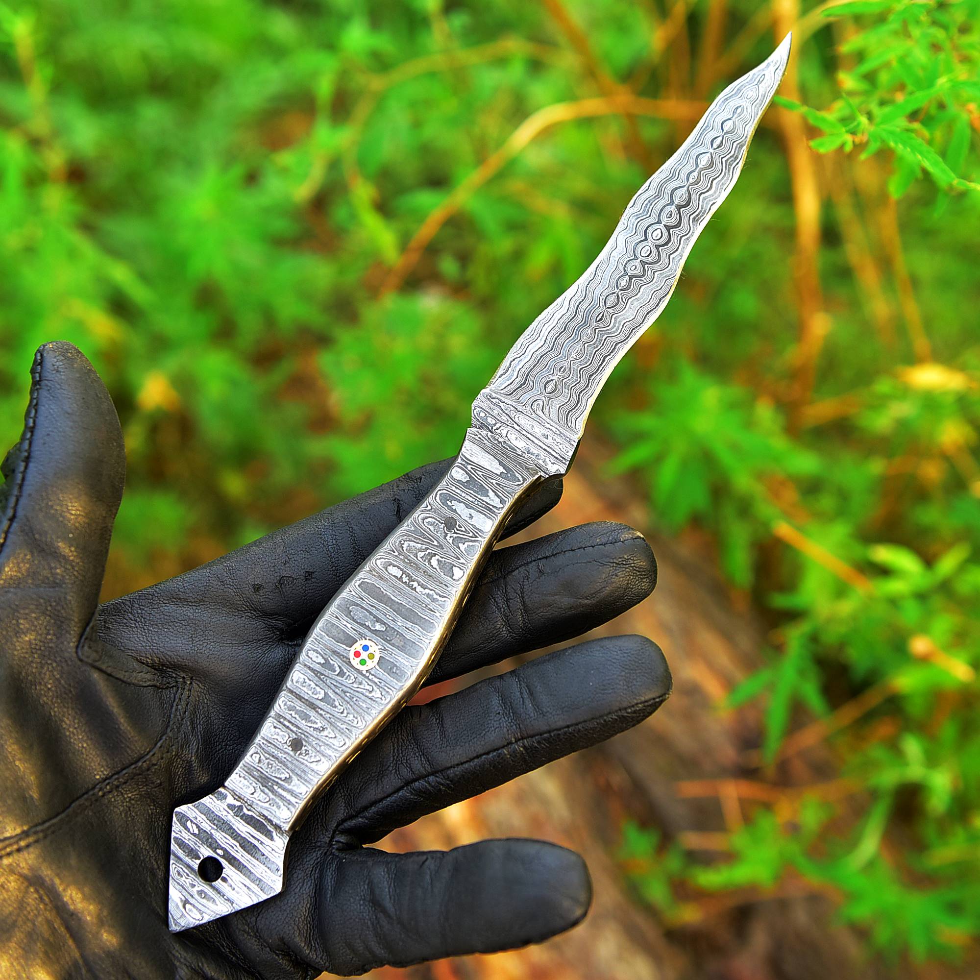 Handmade Damascus Steel Blank Blade Double Edge Dagger Knife With Sheath - Image 3