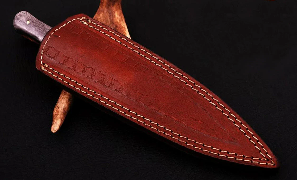Handmade Damascus Steel Boot Knife - Dagger Bone Handle with Sheath - Image 4