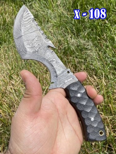 Handmade Damascus Steel Bowie Knife Multi-Purpose Hunting Skinner - with Leather Sheath - Image 6