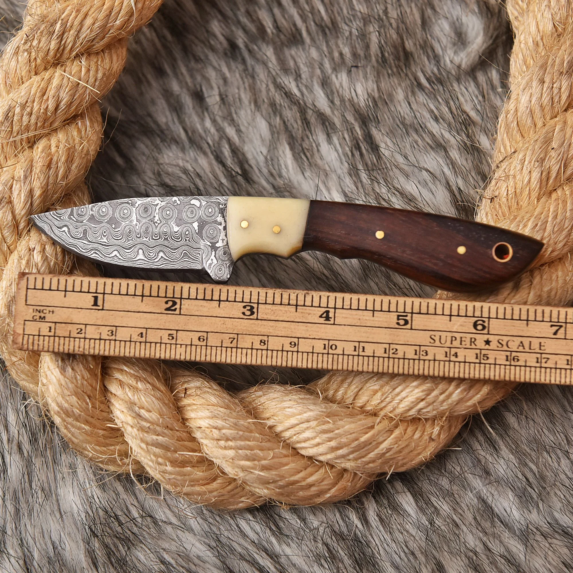 Handmade Damascus Steel Camel Bone wood Handle Full Tang Hunting Knife - Image 4