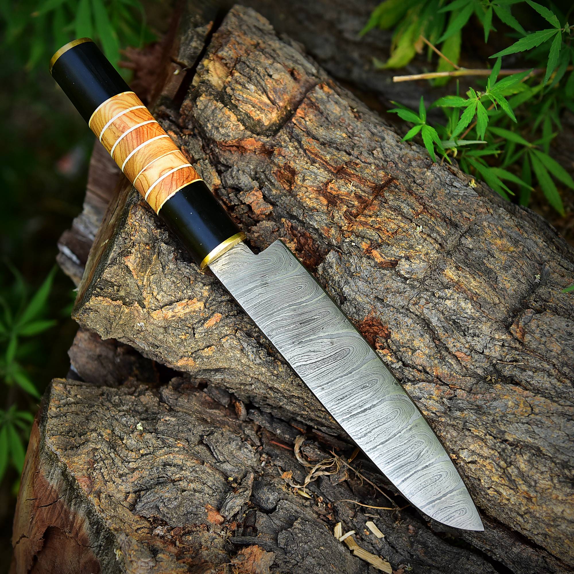 Handmade Damascus Steel Chef Knife Kitchen Knife Wood Resin Handle - Image 4