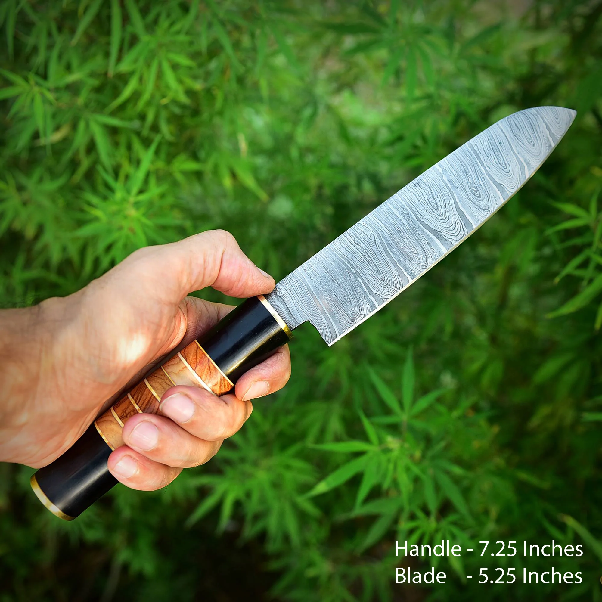 Handmade Damascus Steel Chef Knife Kitchen Knife Wood Resin Handle - Image 5