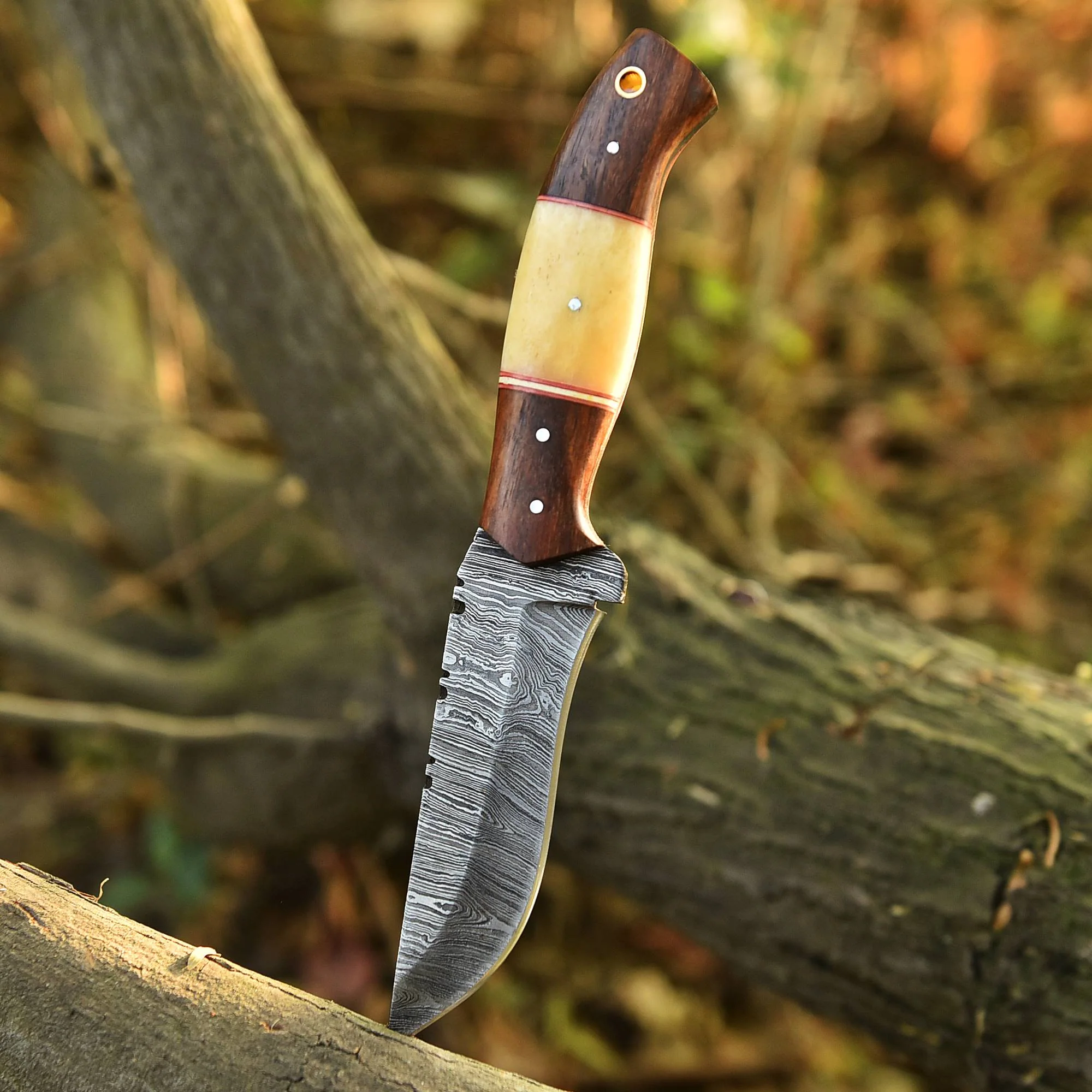 Handmade Damascus Steel Fixed Blade Bushcraft Skinner Knife With Sheath - Image 7