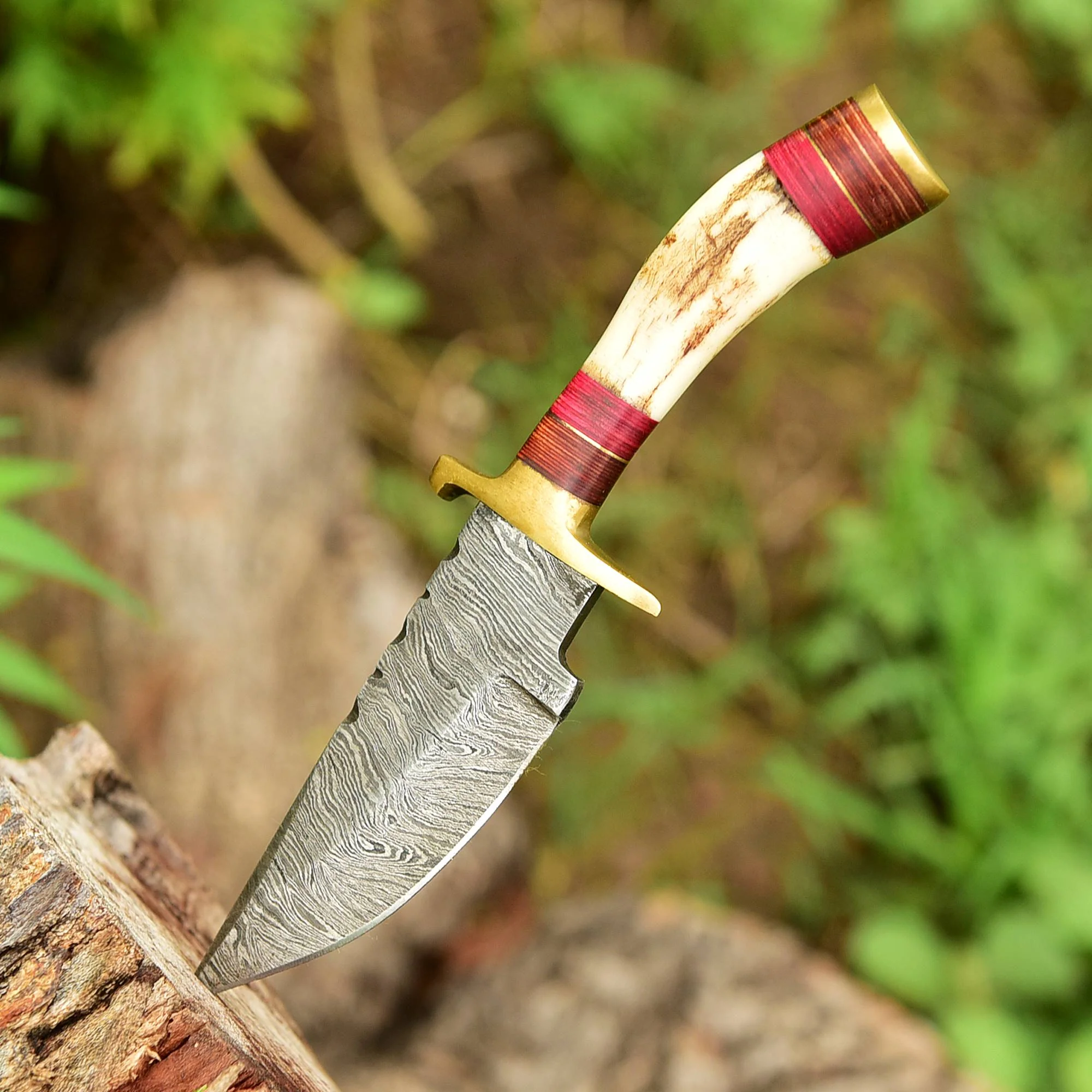 Handmade Damascus Steel Fixed Blade Miniature Skinner Outdoor Knife - Image 4