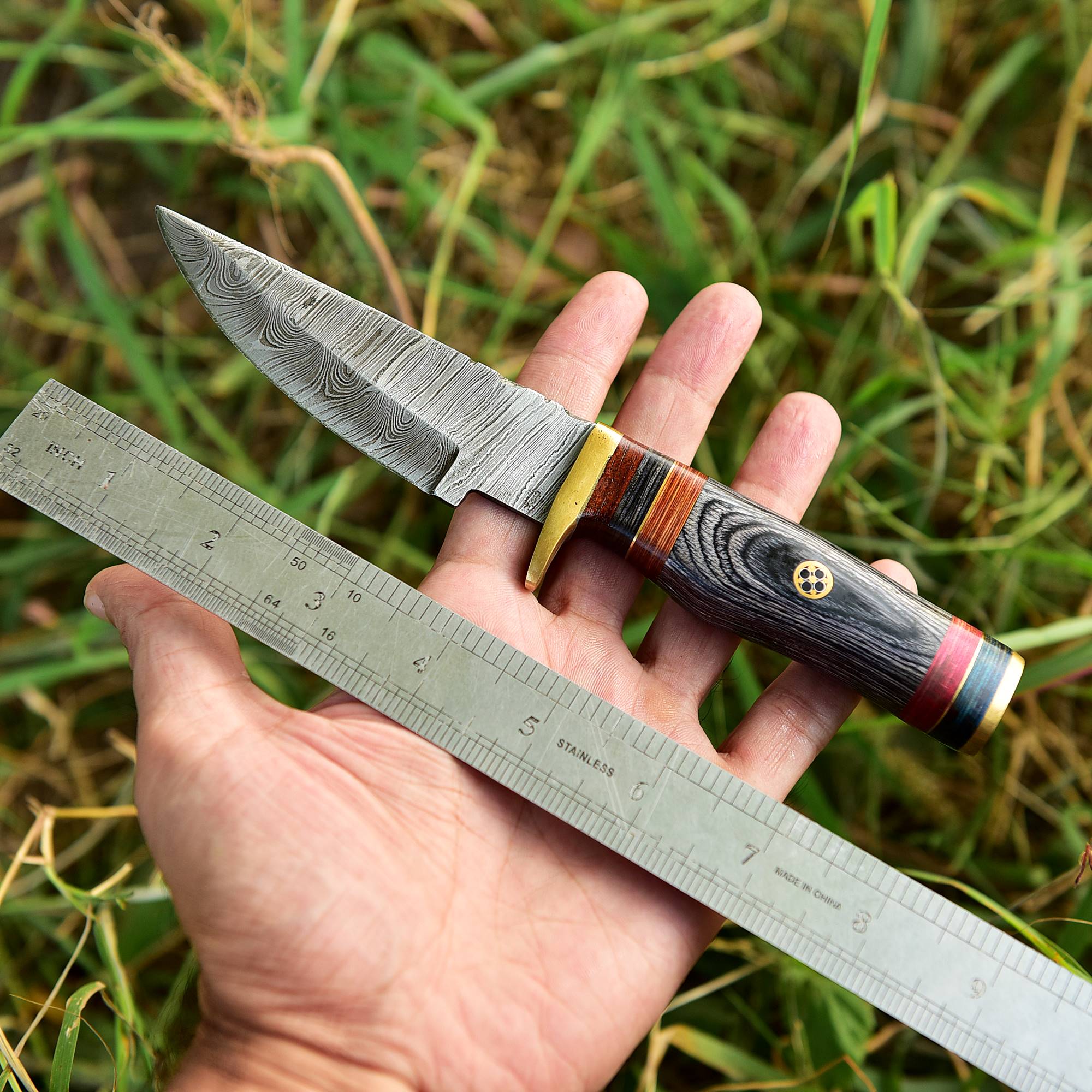Handmade Damascus Steel Fixed Blade Outdoor Skinner Knife With Sheath - Image 4