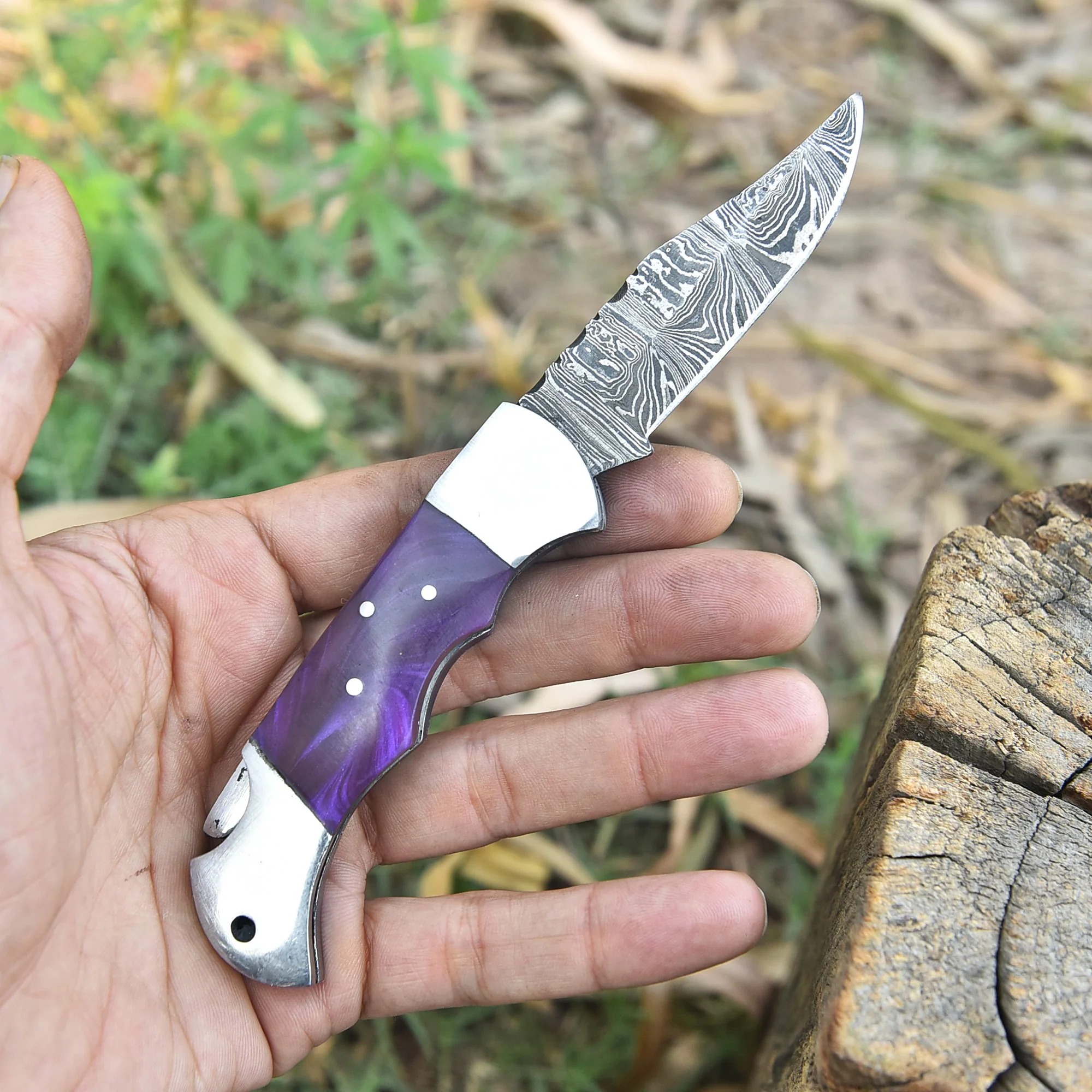 Handmade Damascus Steel Gentleman Folding Pocket Knife Everyday Carry - Image 3