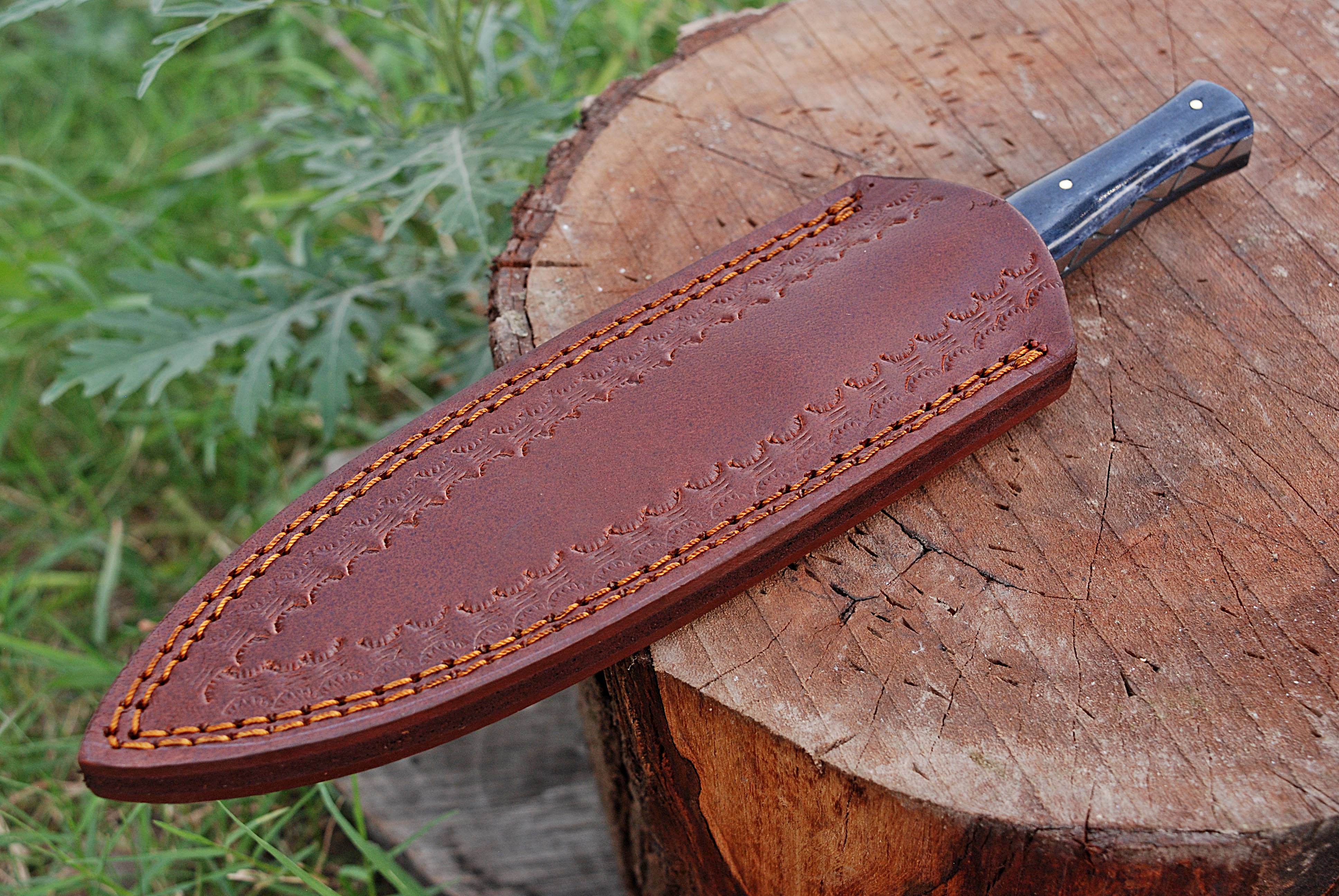 Handmade Damascus Steel knife full tang Hunting Boot knives camel bone handle x-163 - Image 5