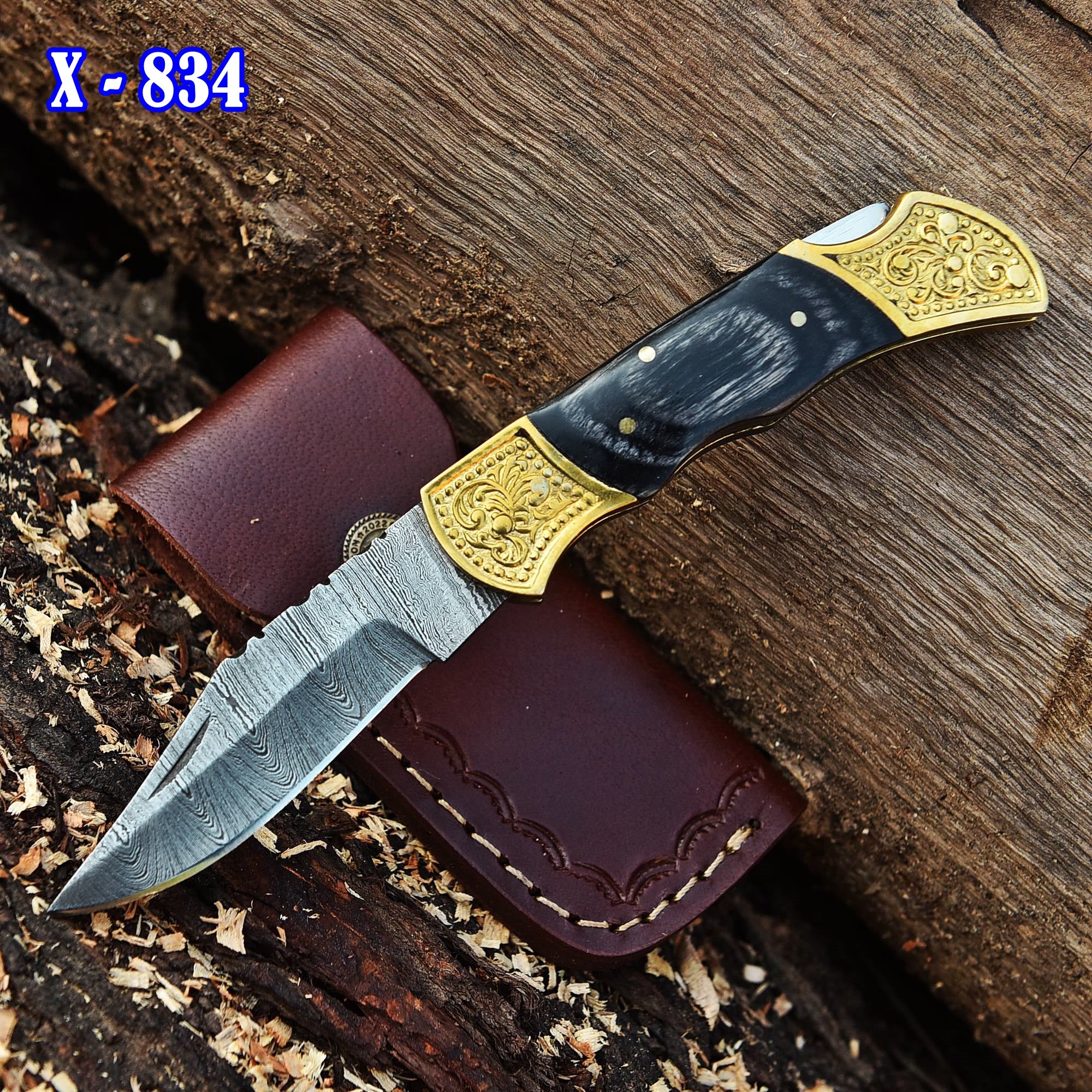 Handmade Damascus Steel Pocket Knife Folding Blade-Multi-tool Black PakkaWood Handle - Image 2