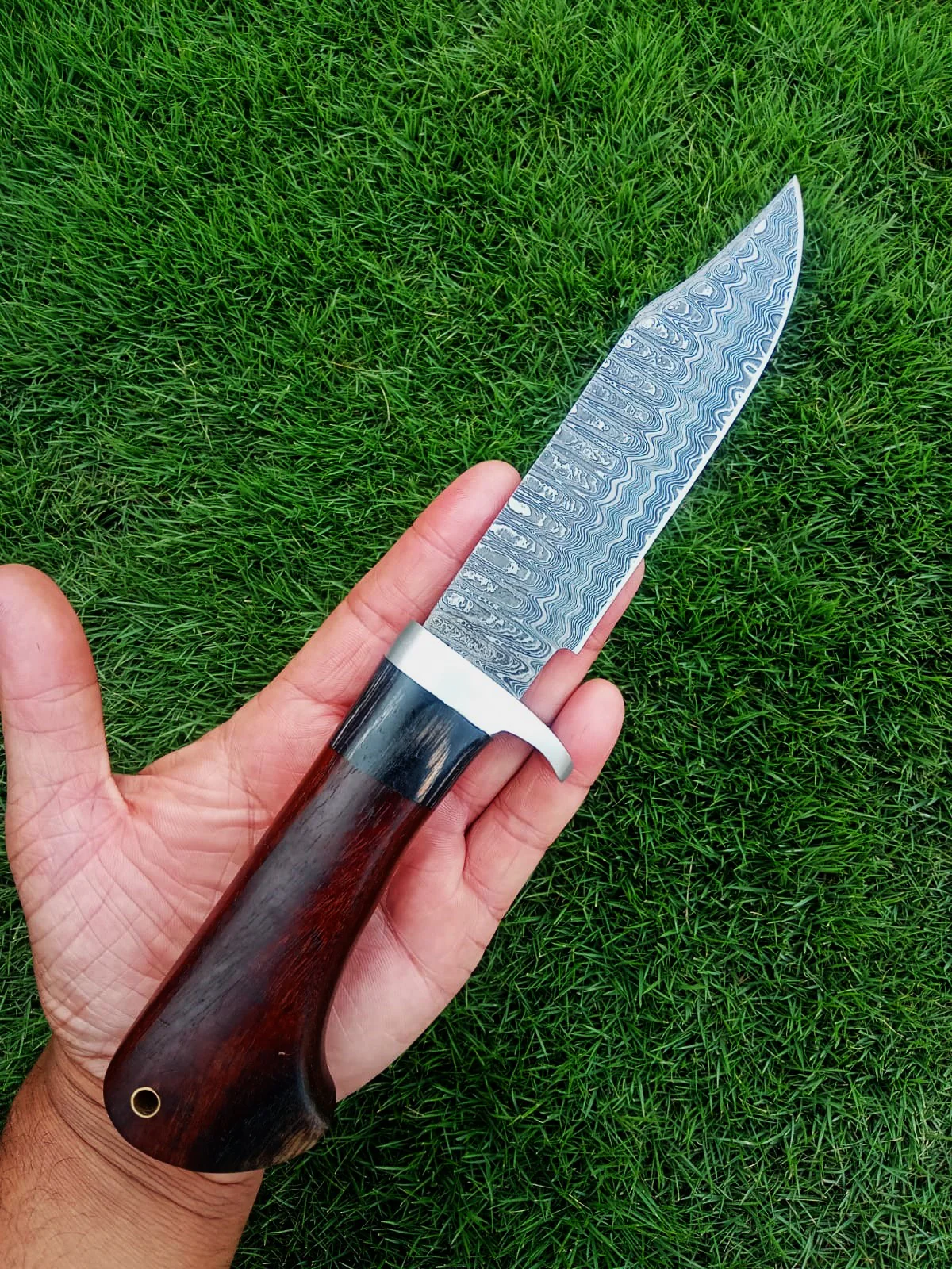 Handmade Damascus Steel Skinner Fixed Blade Knife EDC Wood Handle - Image 4