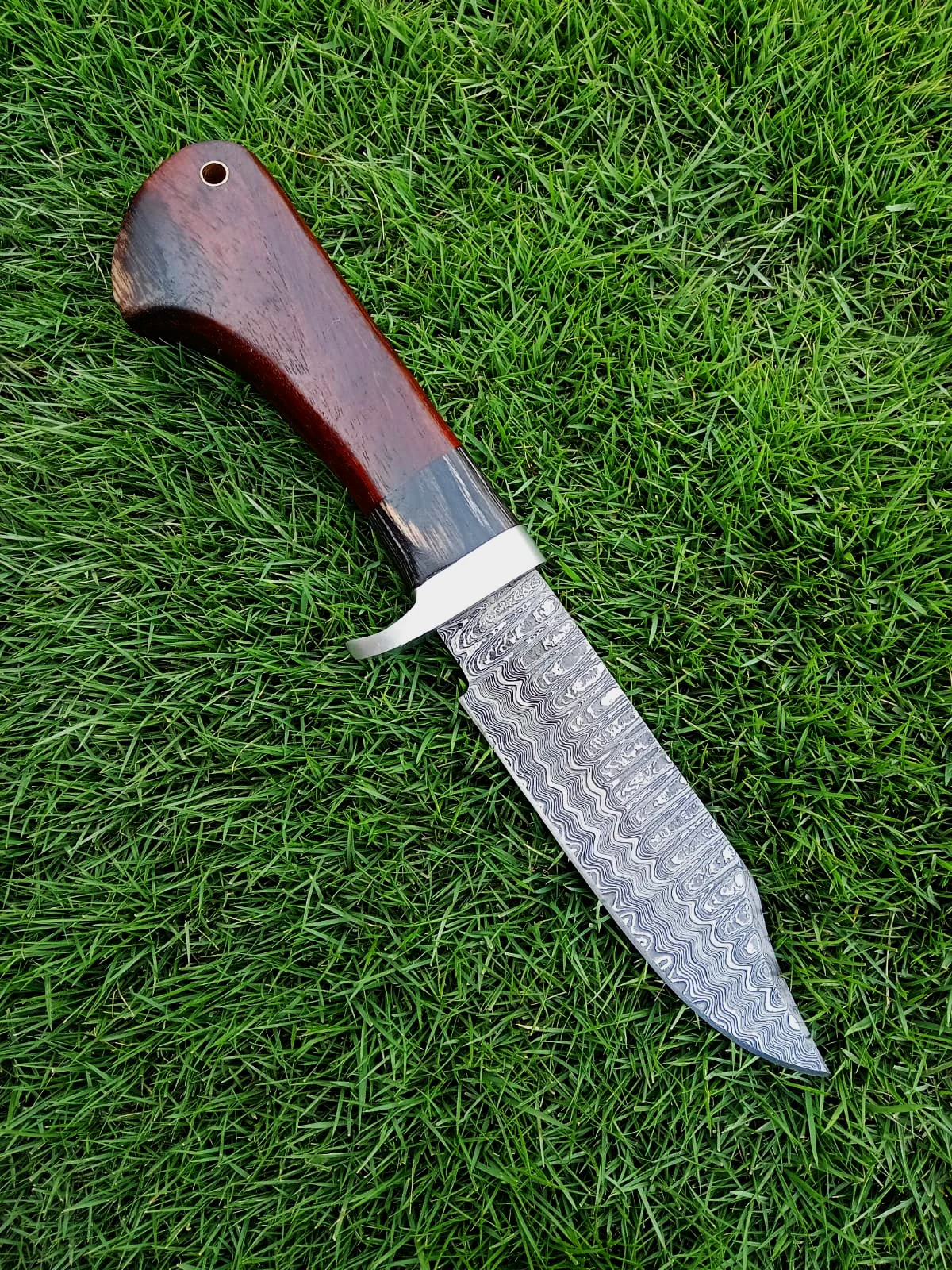 Handmade Damascus Steel Skinner Fixed Blade Knife EDC Wood Handle - Image 7