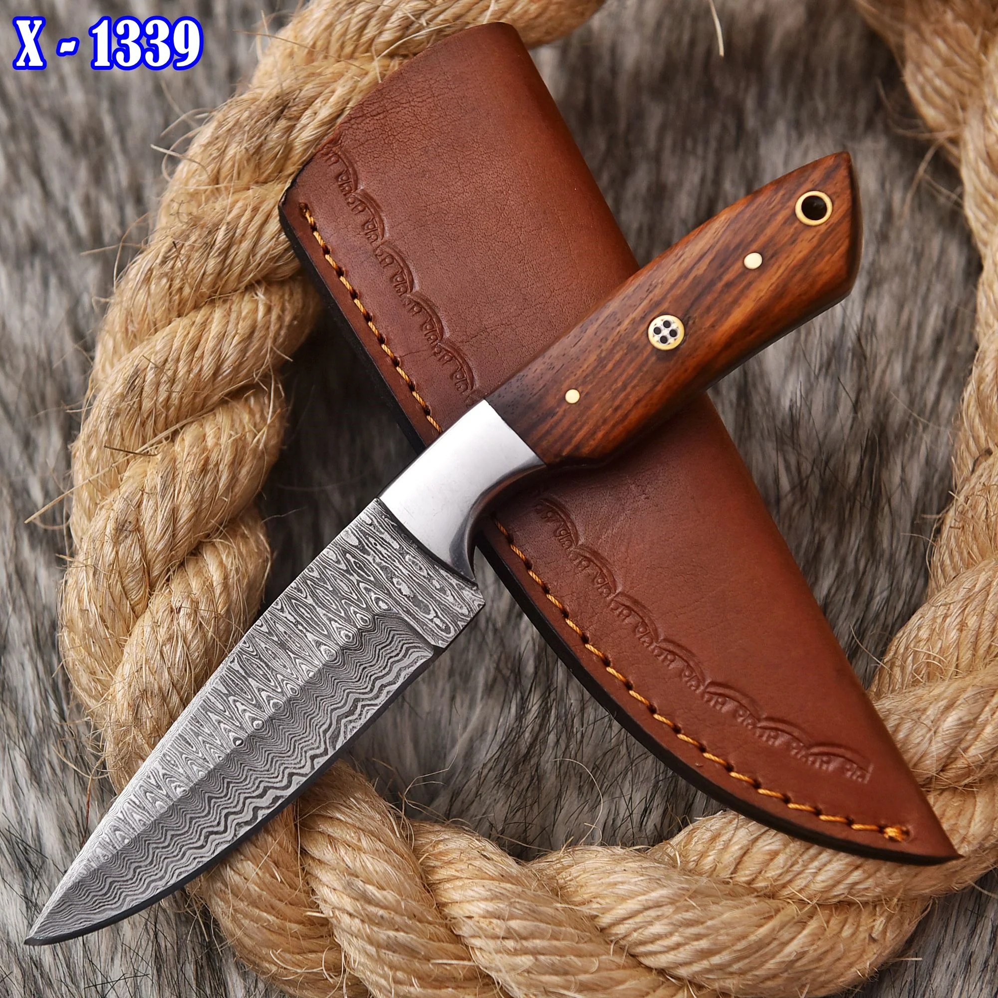 Handmade Damascus Steel Skinner Knife wood Handle 8" Full Tang Knife - Image 2