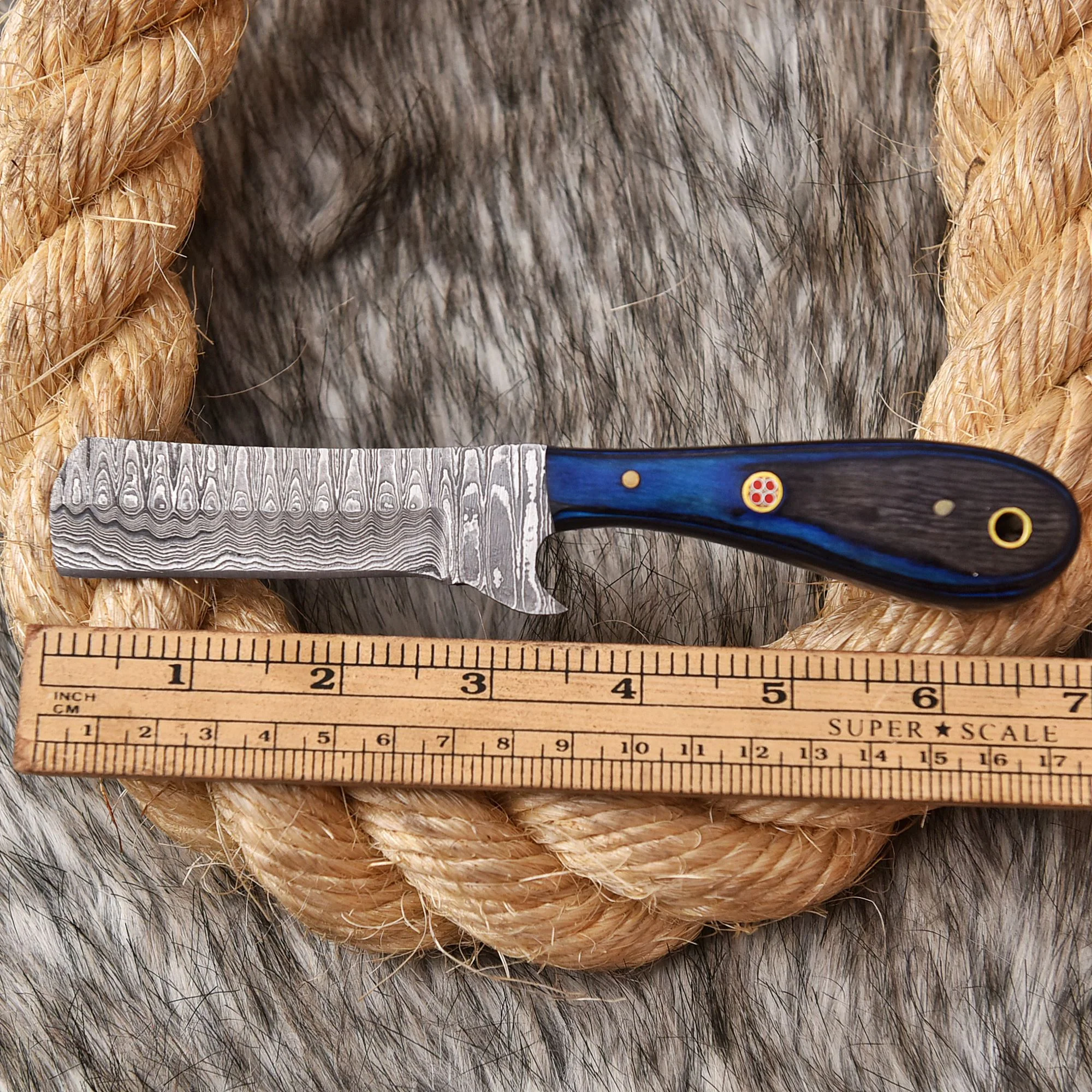 Handmade Damascus Steel Skinning Tactical Camping Knife Wood Handle EDC - Image 4