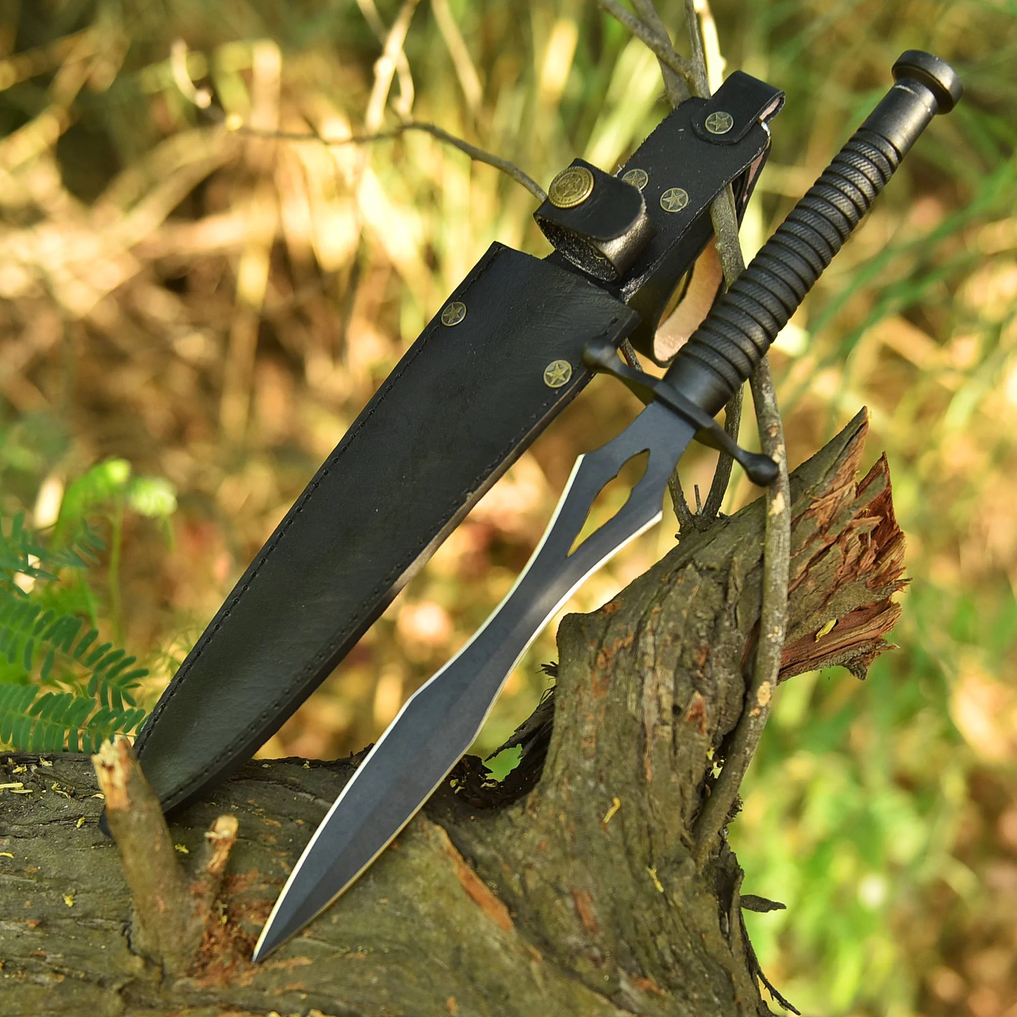Handmade Double Edge Hunting Camping Full Tang Dagger Knife Steel Handle