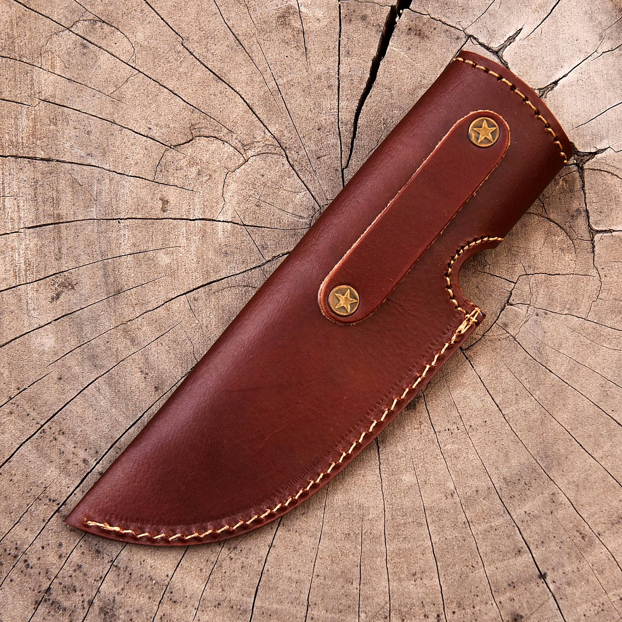 Handmade EDC Genuine Leather Fixed Blade Skinner Knife Sheath - Image 4