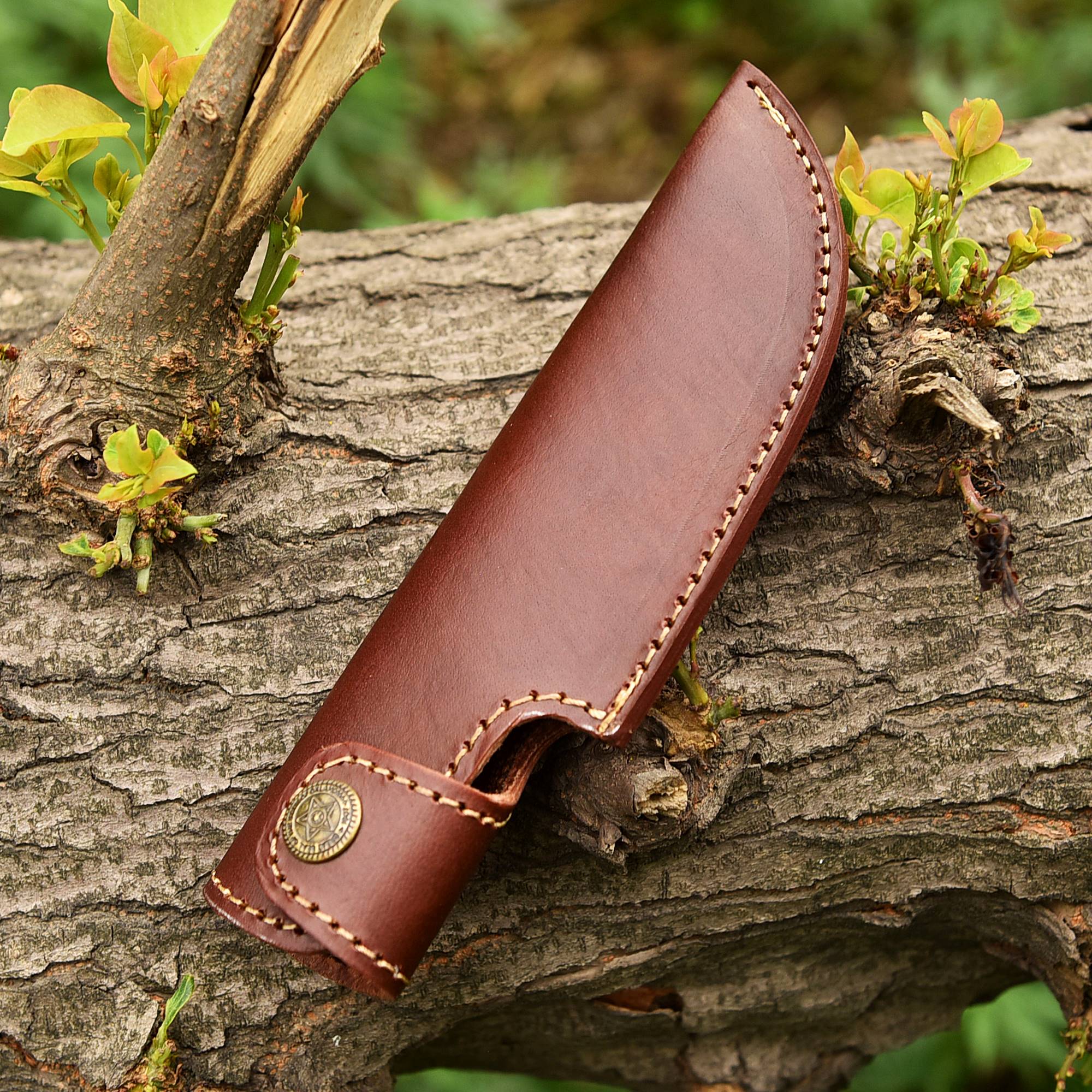 Handmade EDC Genuine Leather Fixed Blade Skinner Knife Sheath - Image 7