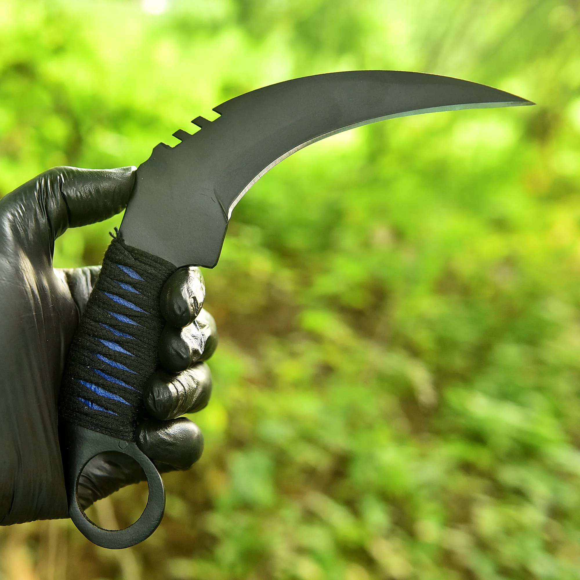 Handmade Elite Carbon Steel Curved Blade Karambit Knife Ring Handle EDC - Image 3
