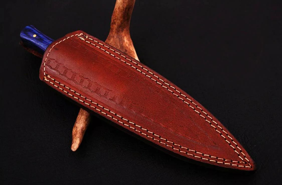 Handmade Fixed Blade Boot Knife Forged Damascus Steel Buck Hunting Wood Handle - Image 3