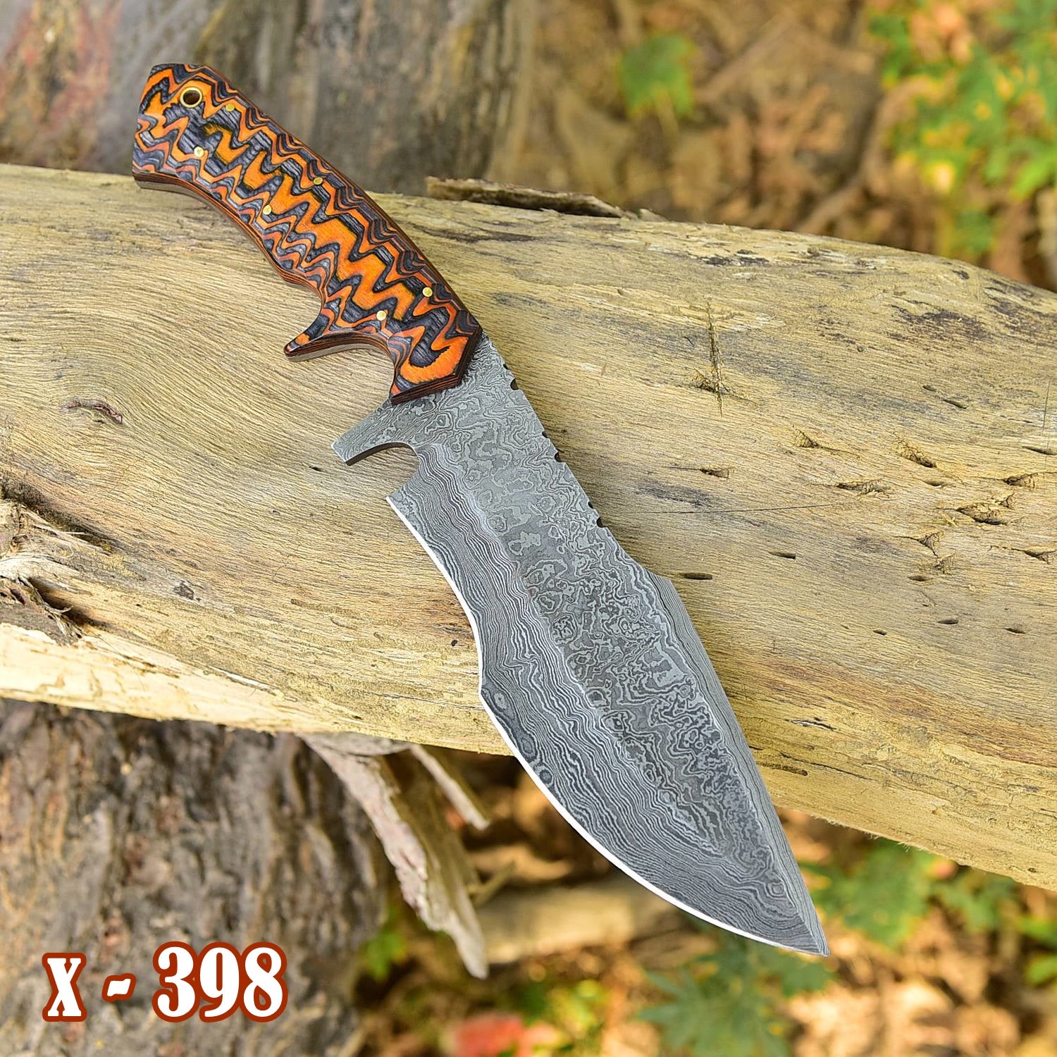 Handmade Forged Damascus Steel Gurkha Kukri Knife Survival EDC 12”With Engraved Wood Handle - Image 3