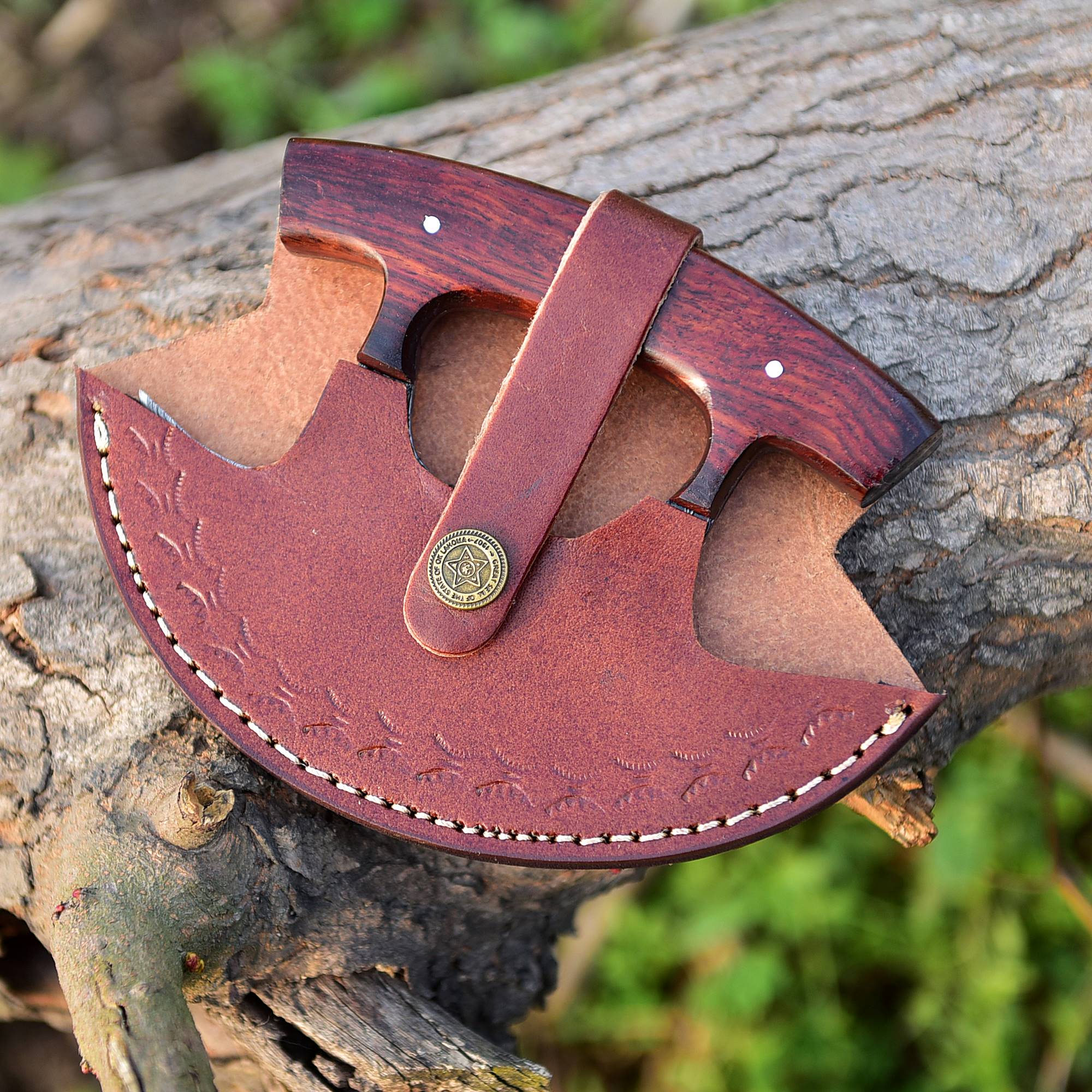 Handmade Forged Damascus Steel Ulu Knife Full Tang Pizza Cutter x-740 - Image 5