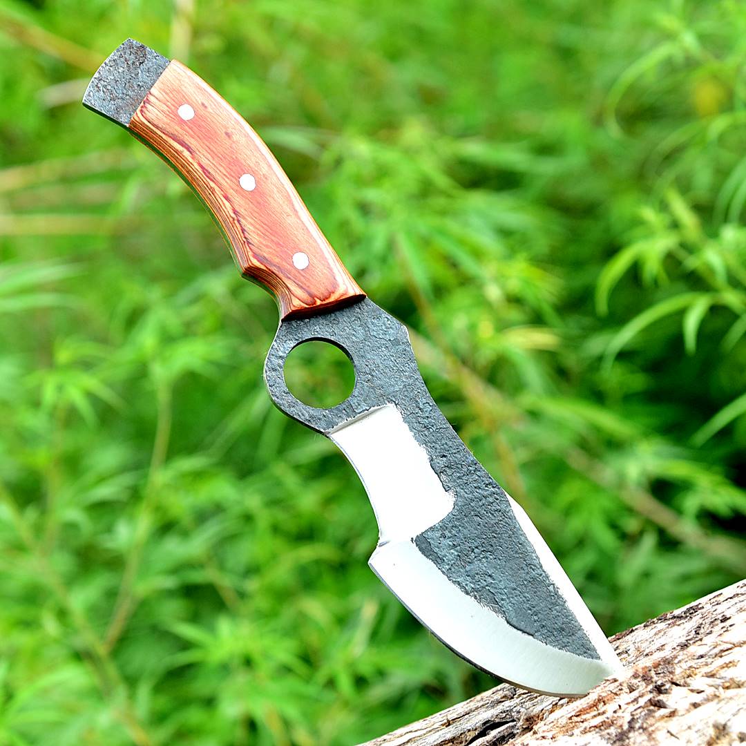 Handmade Forged Full Tang Tom Brown Tracker Knife - Wood Handle - With Leather Sheath - Image 2