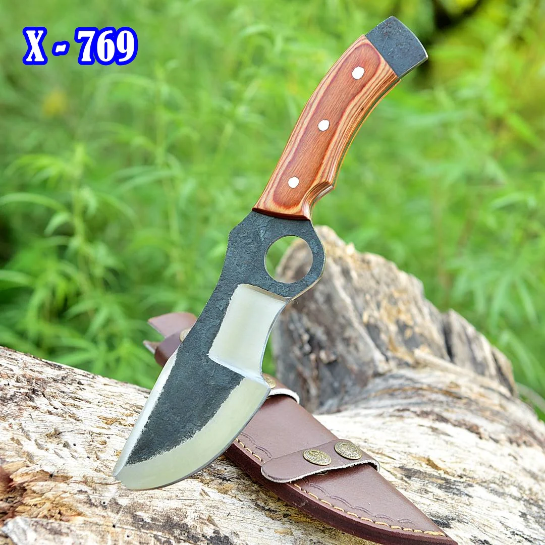 Handmade Forged Full Tang Tom Brown Tracker Knife - Wood Handle - With Leather Sheath - Image 3