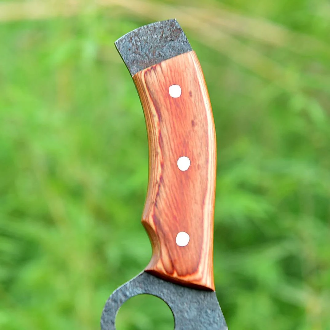 Handmade Forged Full Tang Tom Brown Tracker Knife - Wood Handle - With Leather Sheath - Image 4