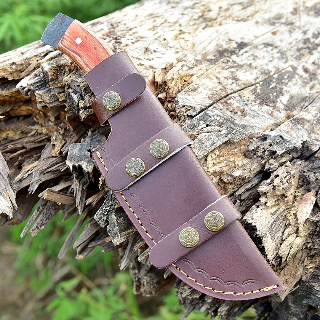 Handmade Forged Full Tang Tom Brown Tracker Knife - Wood Handle - With Leather Sheath - Image 5