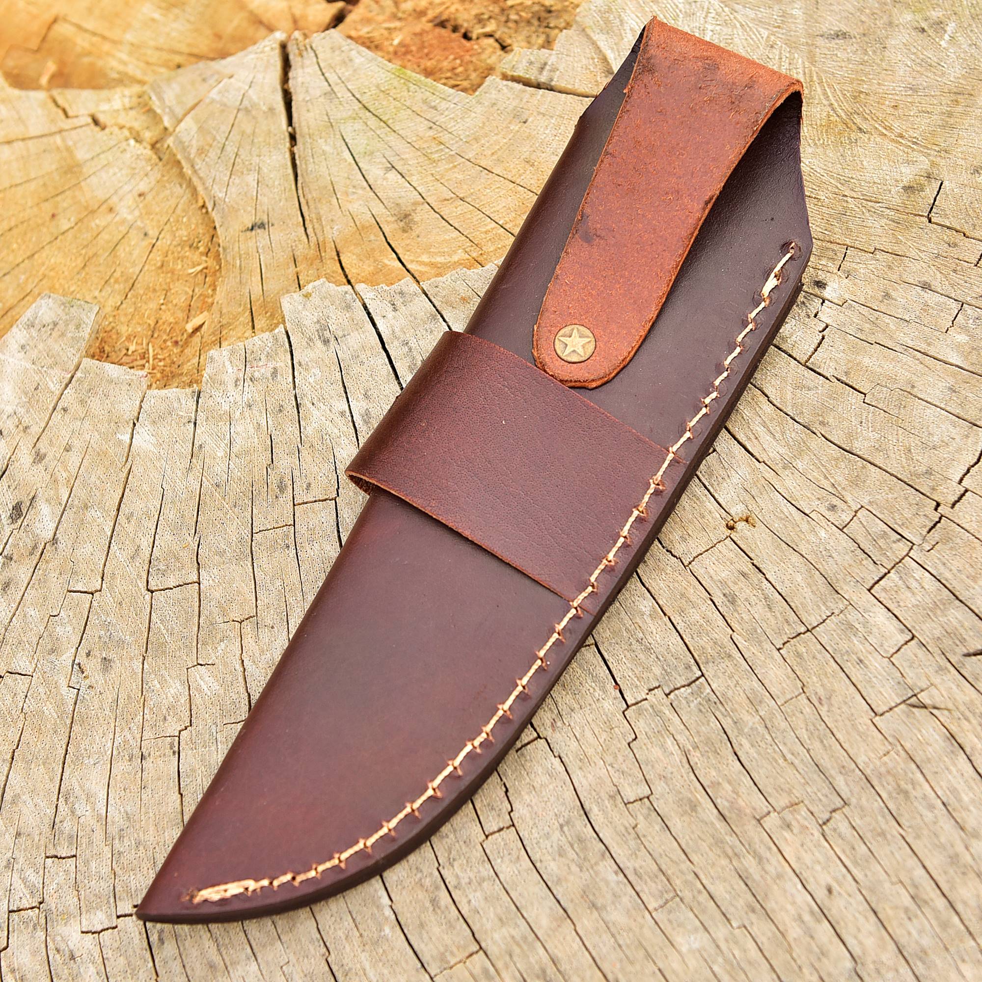 Handmade Full Grain Leather Knife Fixed Blade Outdoor Camping Sheath - Image 13