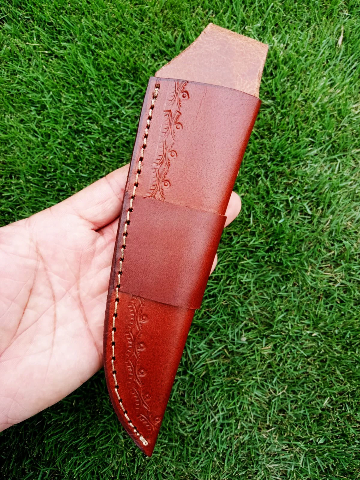 Handmade Full Grain Leather Knife Fixed Blade Outdoor Camping Sheath - Image 4
