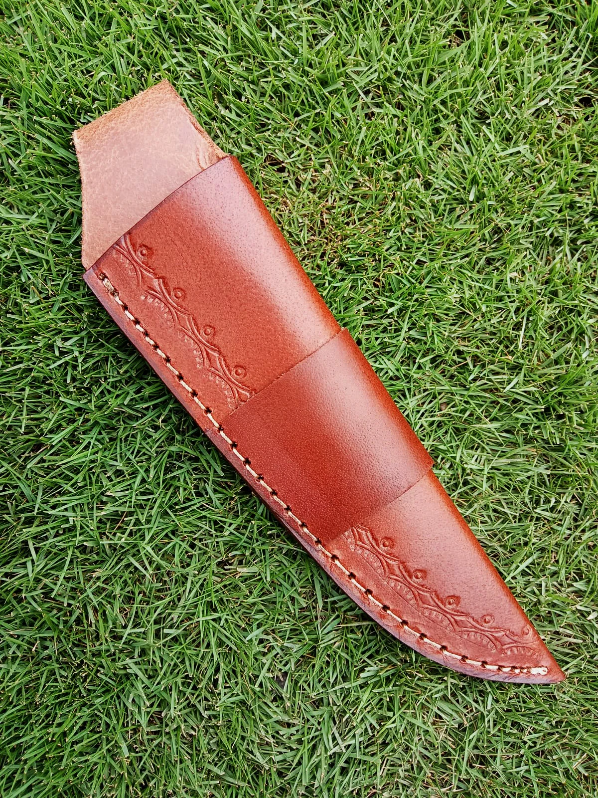 Handmade Full Grain Leather Knife Fixed Blade Outdoor Camping Sheath - Image 8