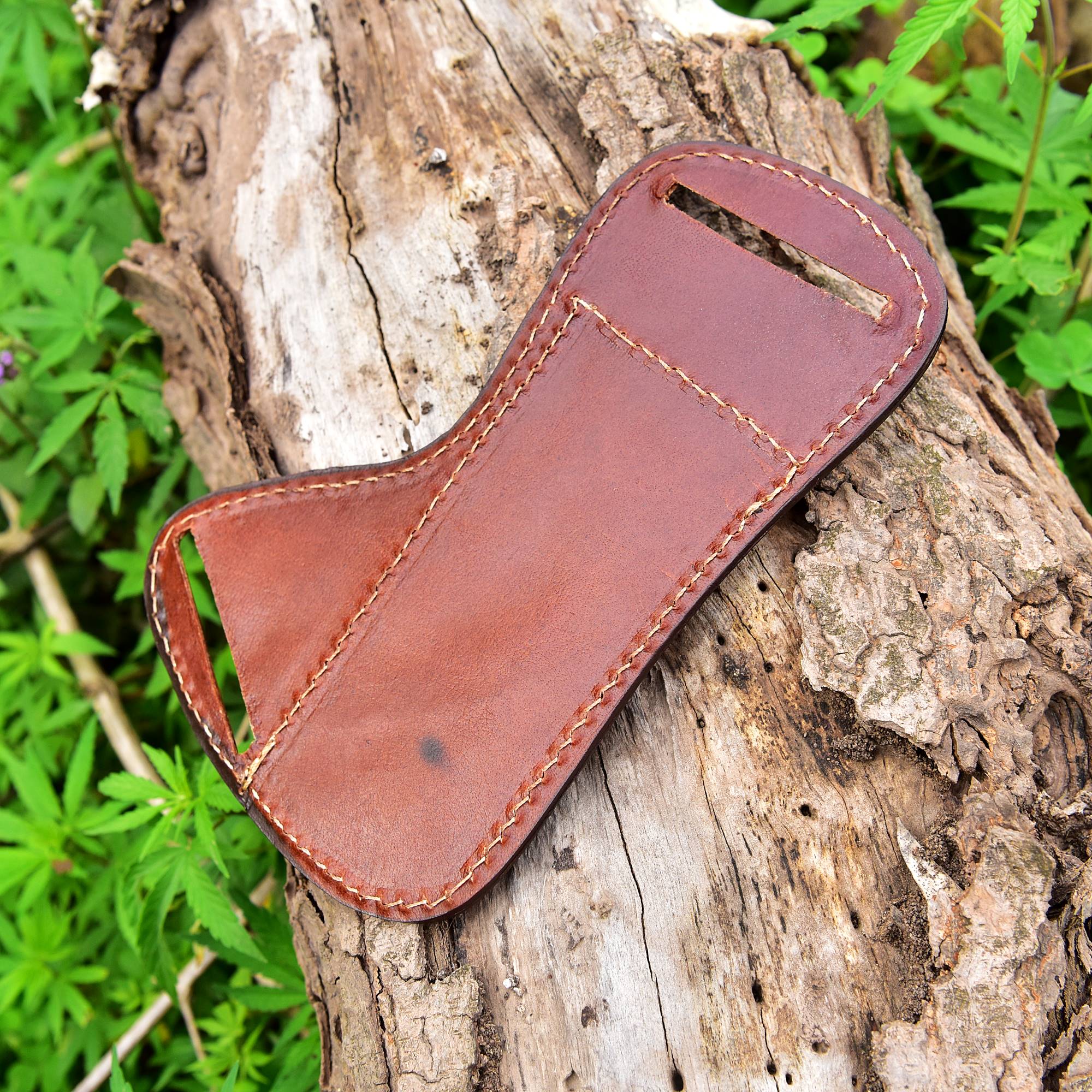 Handmade Full Grain Leather Skinner Knife Fixed Blade Knife Sheath Holster - Image 4