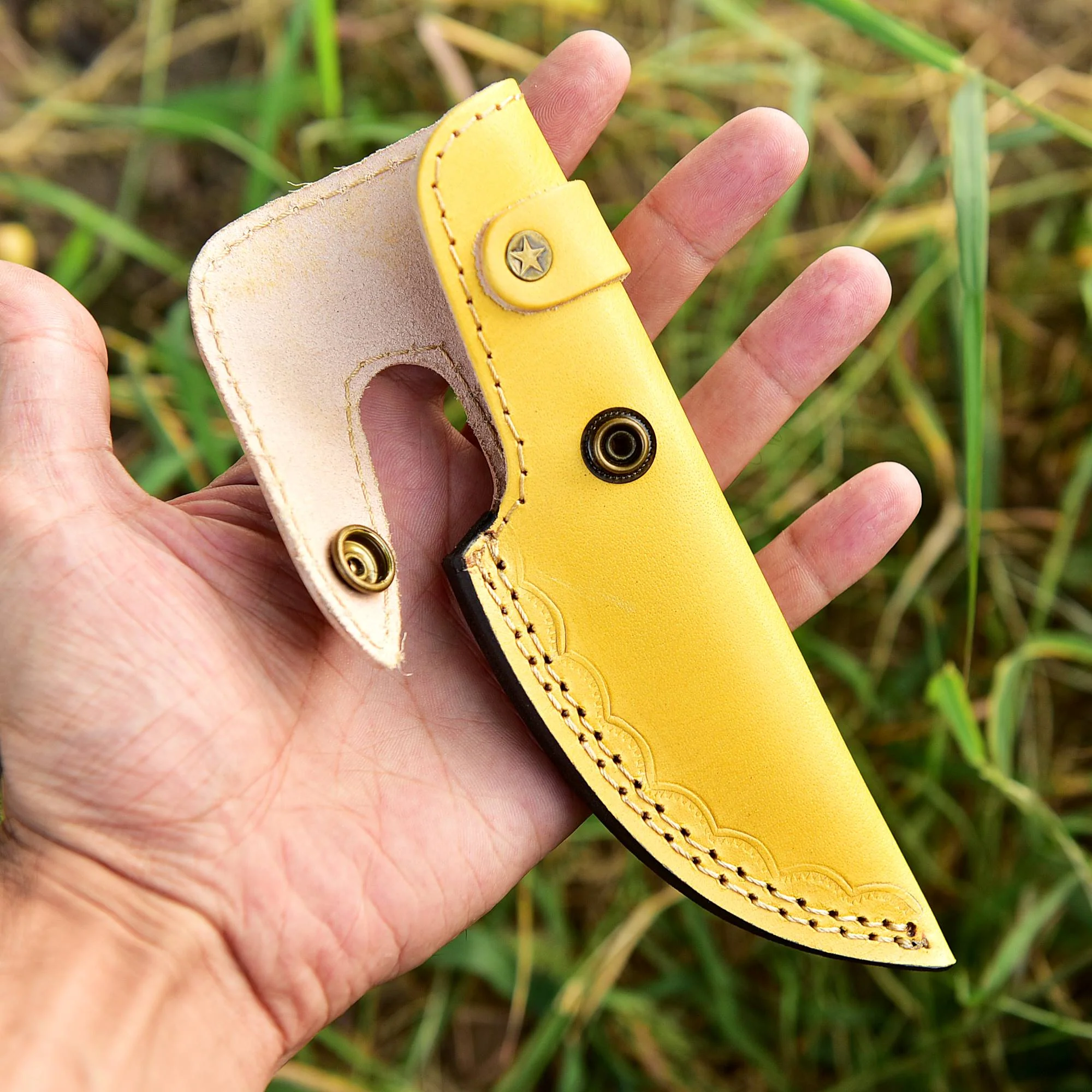Handmade Genuine Leather Fixed Blade Knife Outdoor Hunting Camping Sheath
