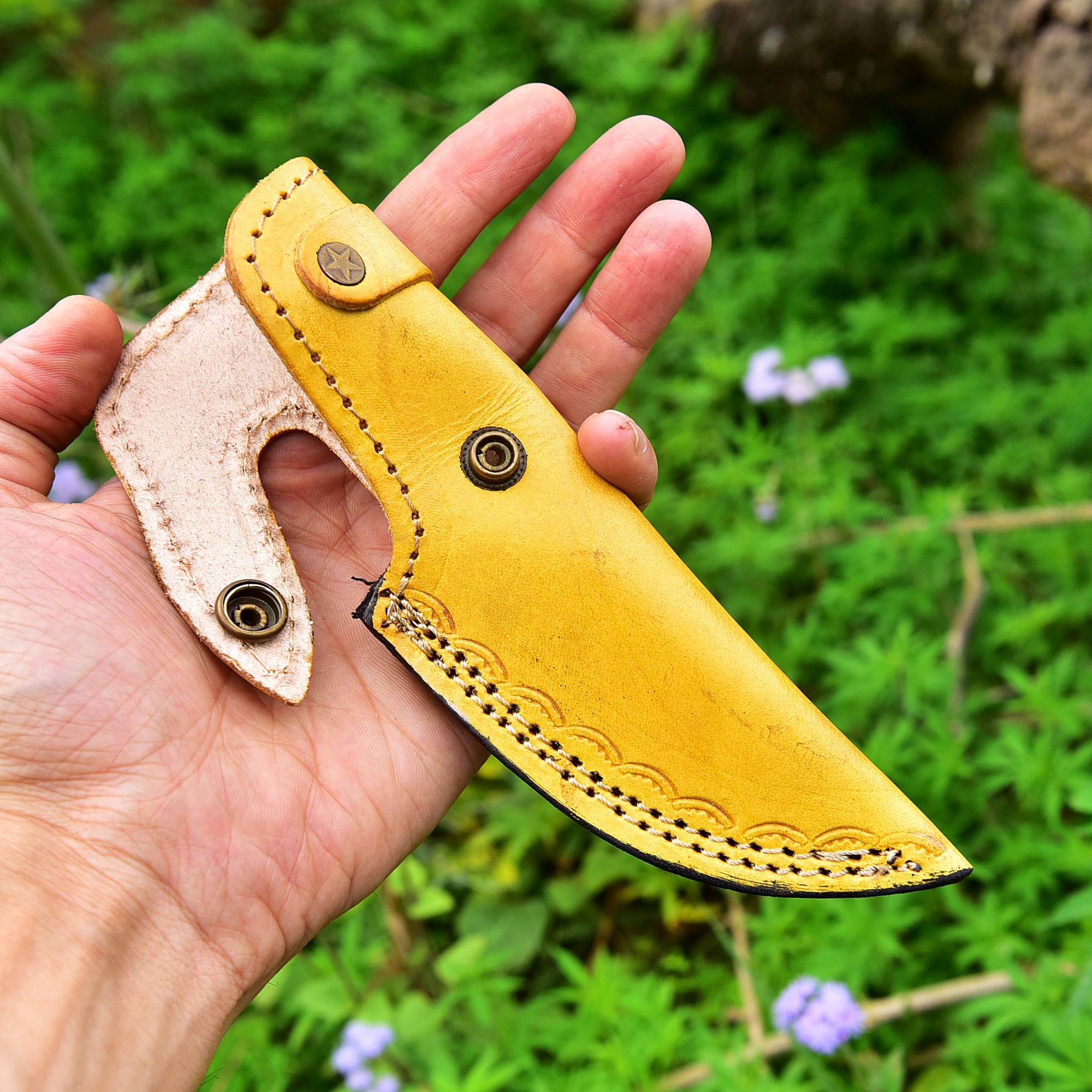 Handmade Genuine Leather Fixed Blade Knife Outdoor Hunting Camping Sheath - Image 4