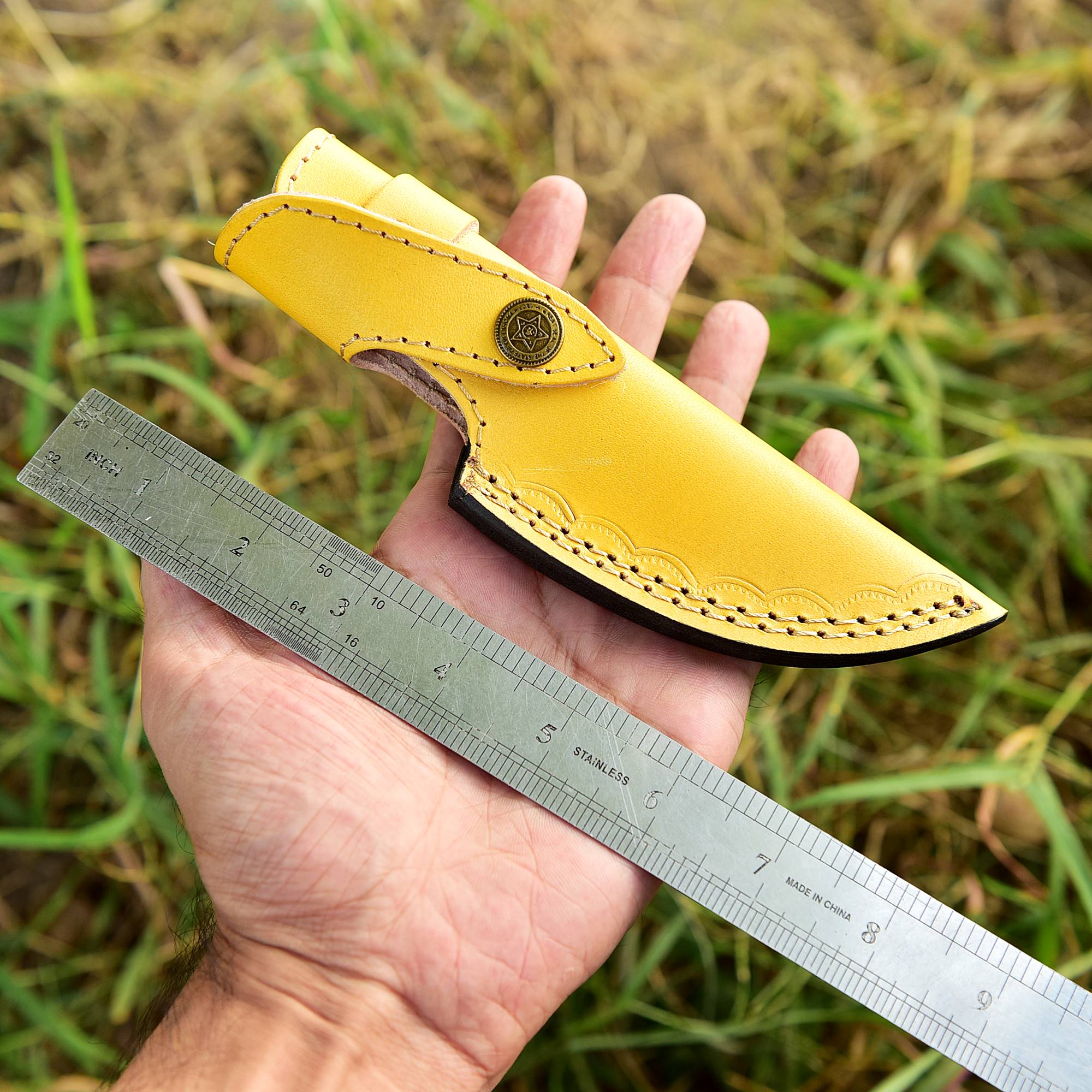 Handmade Genuine Leather Fixed Blade Knife Outdoor Hunting Camping Sheath - Image 9