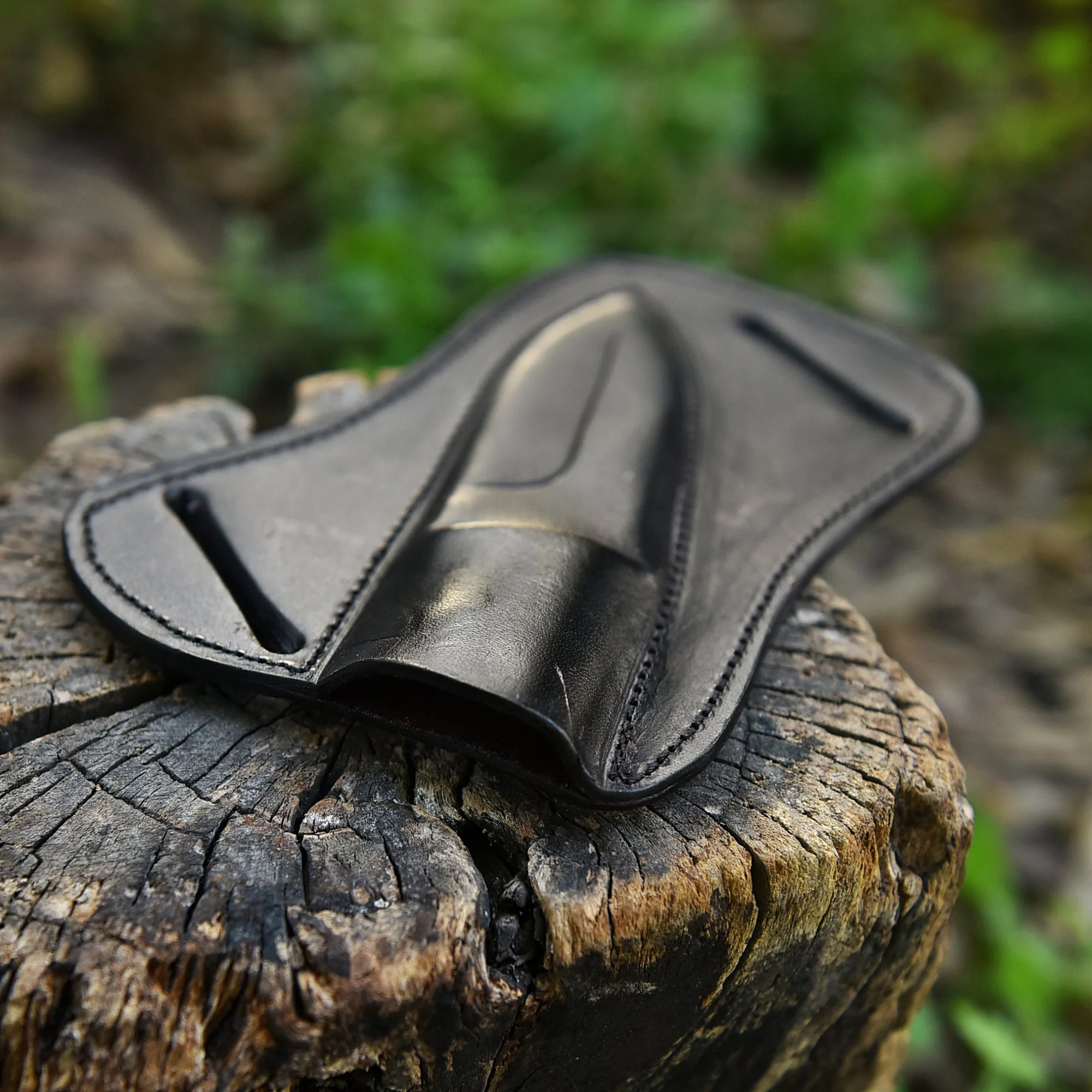 Handmade Genuine Leather Pancake Fixed Blade Knife Sheath Belt Carry Holster - Image 3