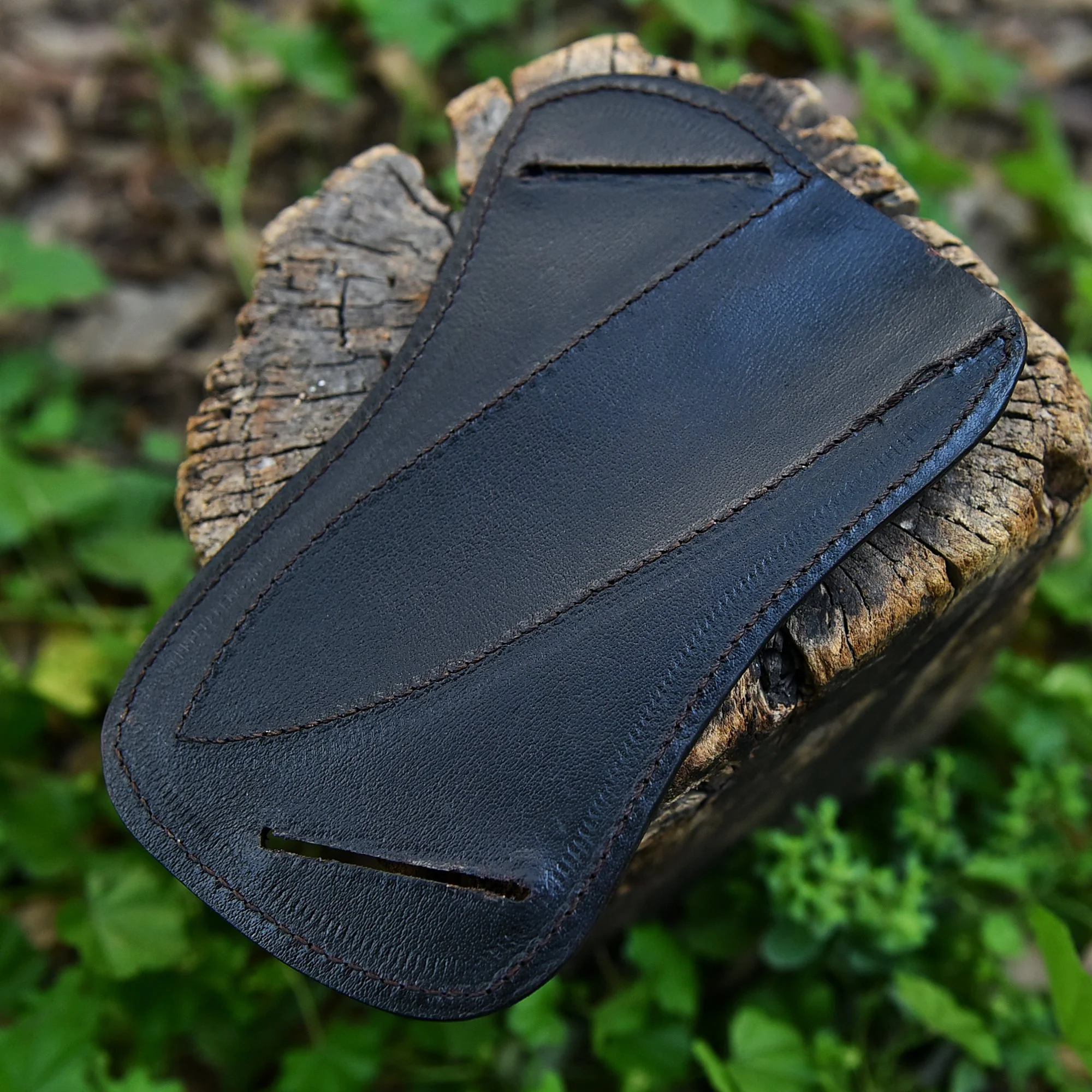 Handmade Genuine Leather Pancake Fixed Blade Knife Sheath Belt Carry Holster - Image 4