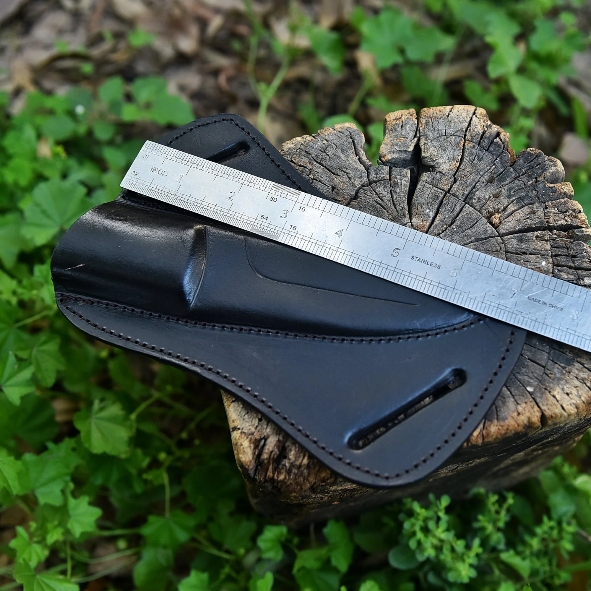 Handmade Genuine Leather Pancake Fixed Blade Knife Sheath Belt Carry Holster - Image 5