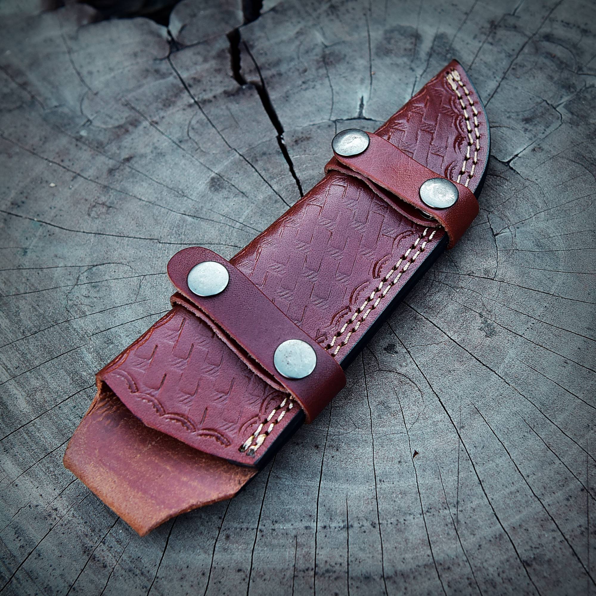 Handmade Genuine Leather Tracker Knife Fixed Blade Knife Sheath - Image 8