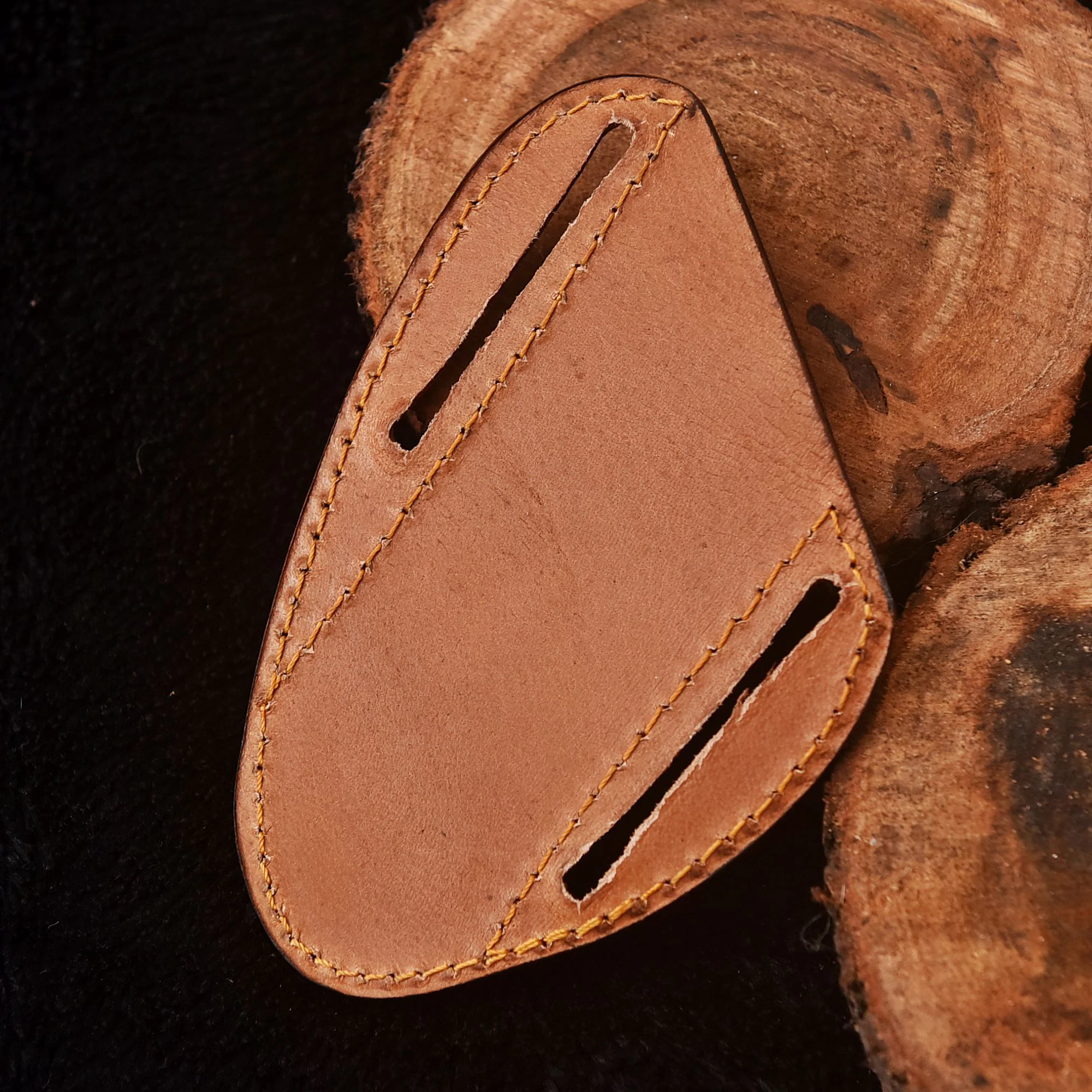 Handmade Heavy Duty American Flag Engraved Leather Folding Knife Sheath - Image 4