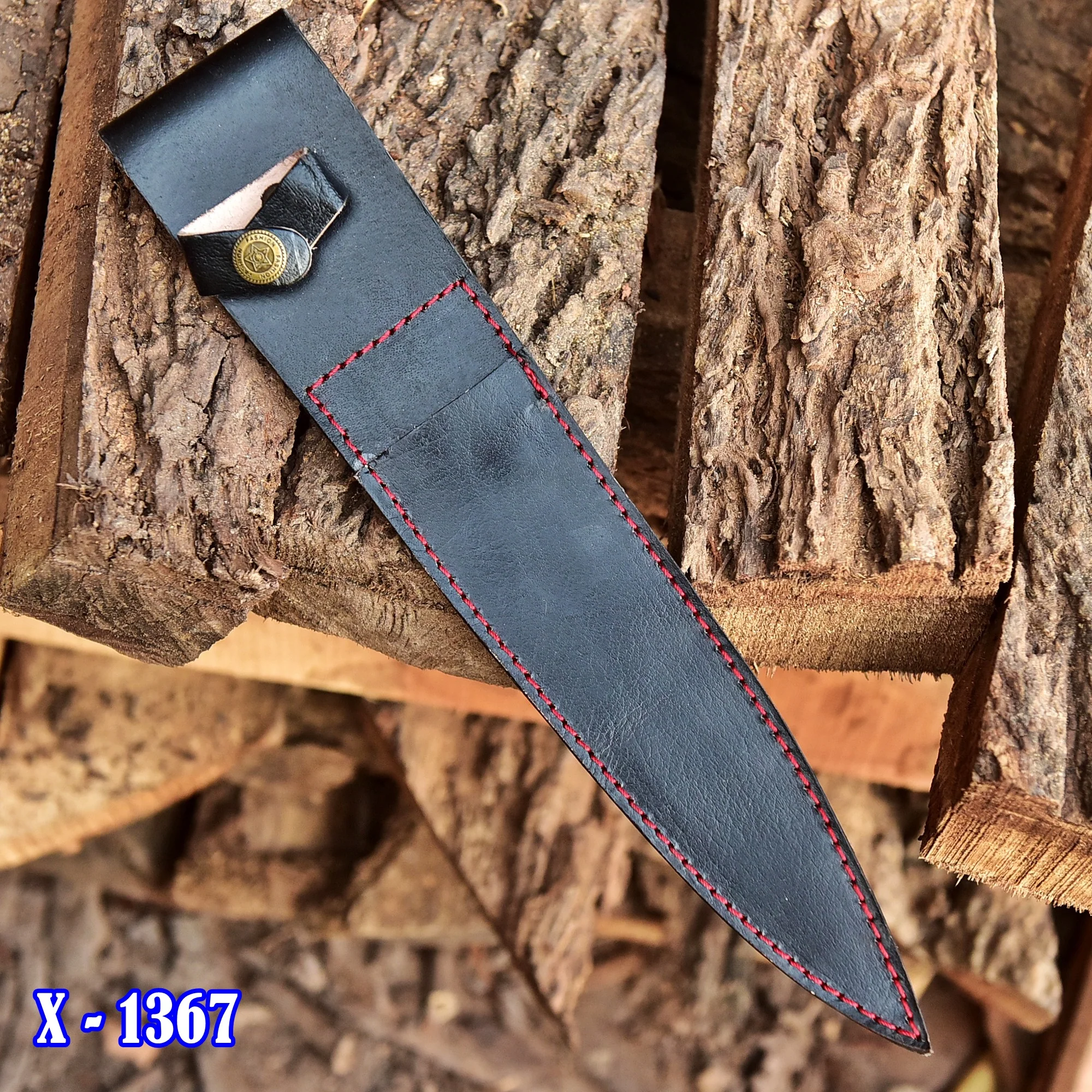 Handmade Heavy Duty Buffalo Leather Double Edge Fixed Blade Knife Sheath - Image 2