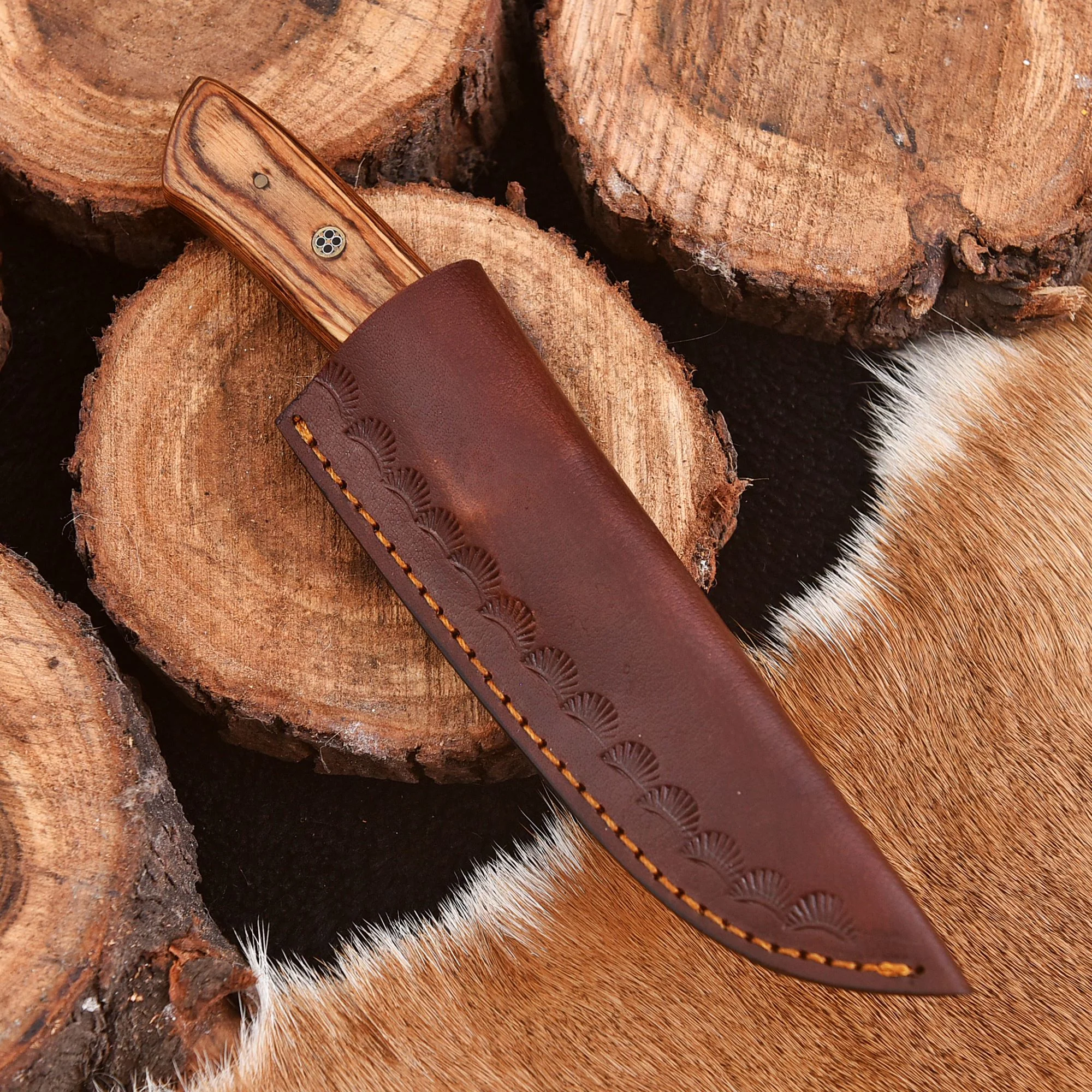 Handmade Hunting Bushcraft Knife Forged Damascus Steel Survival EDC - Image 5
